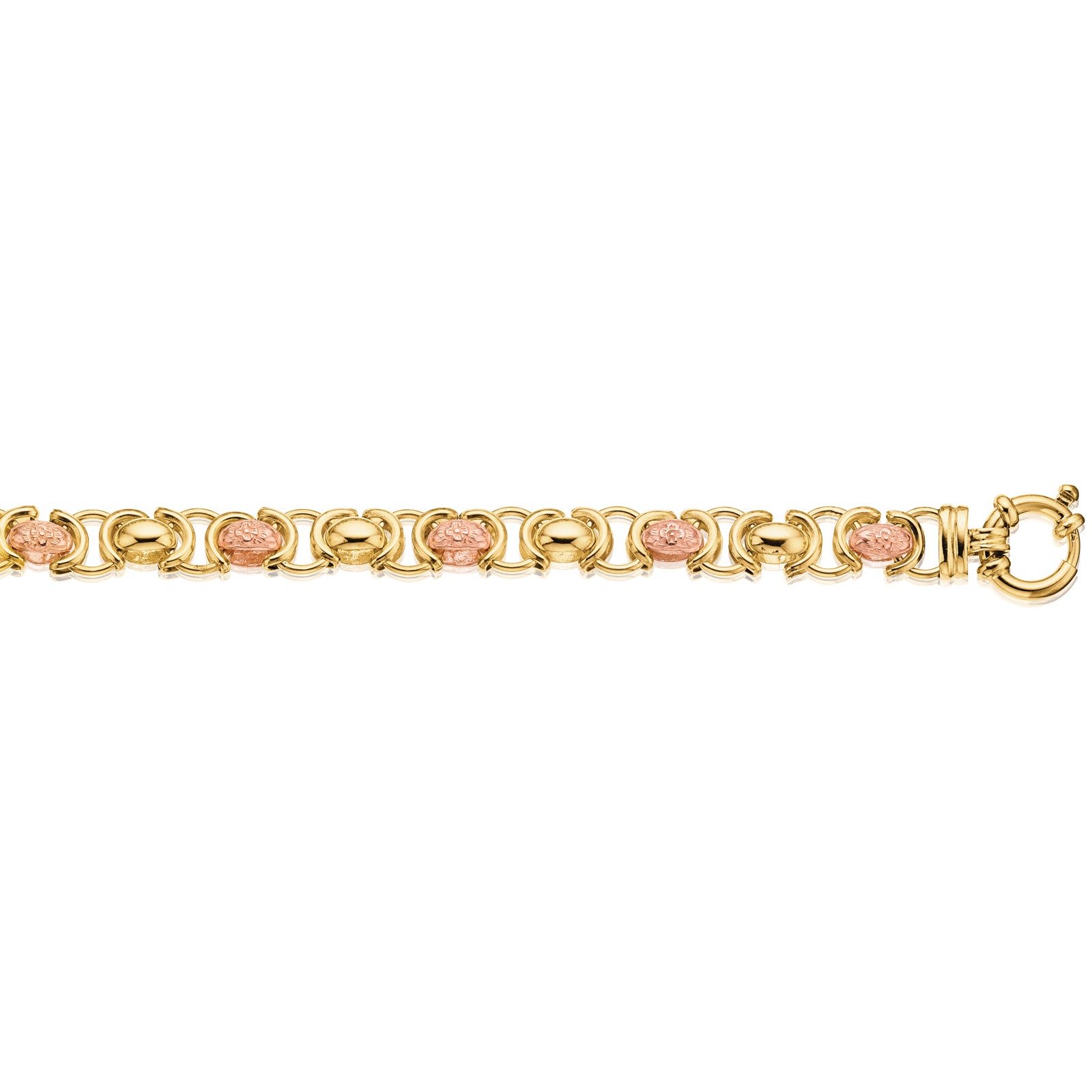 9ct Two Tone Gold 19cm Fancy Link Bracelet