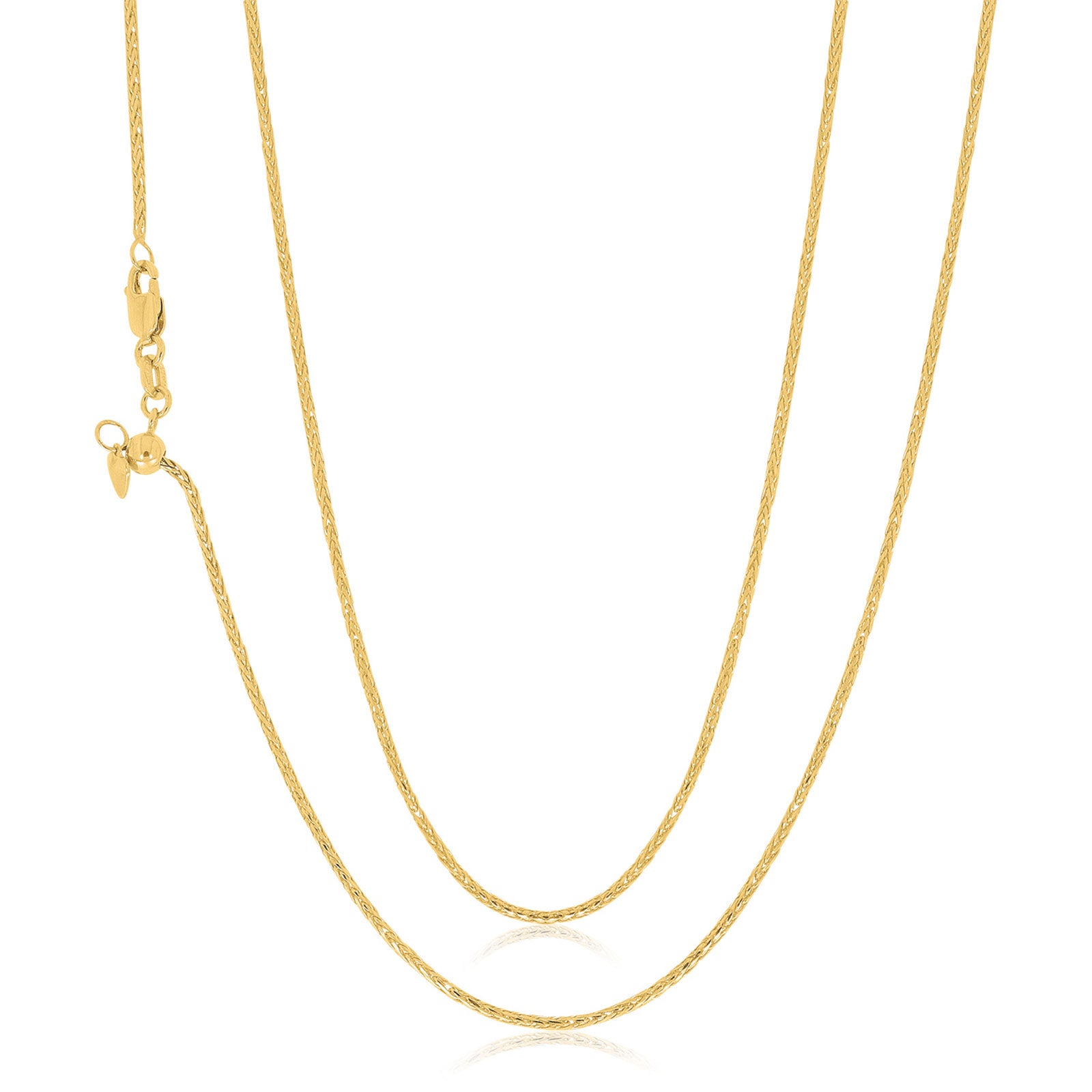 9ct Yellow Gold 50-55cm Adjustable Wheat Chain