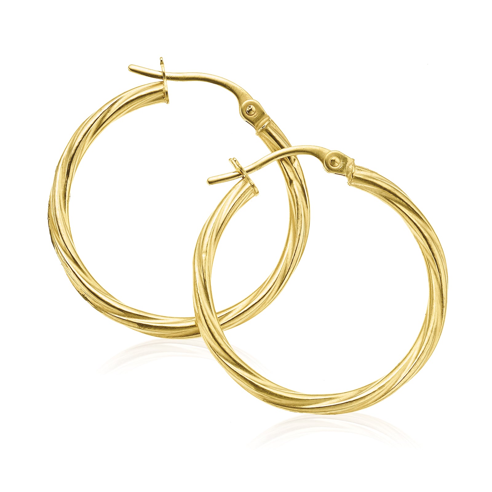 9ct Yellow Gold 20x1mm Twist  Hoop Earrings