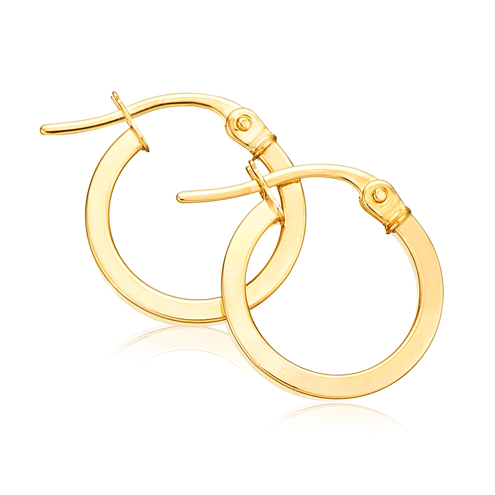 9ct Yellow Gold 10x1mm Square Tube  Hoop Earrings