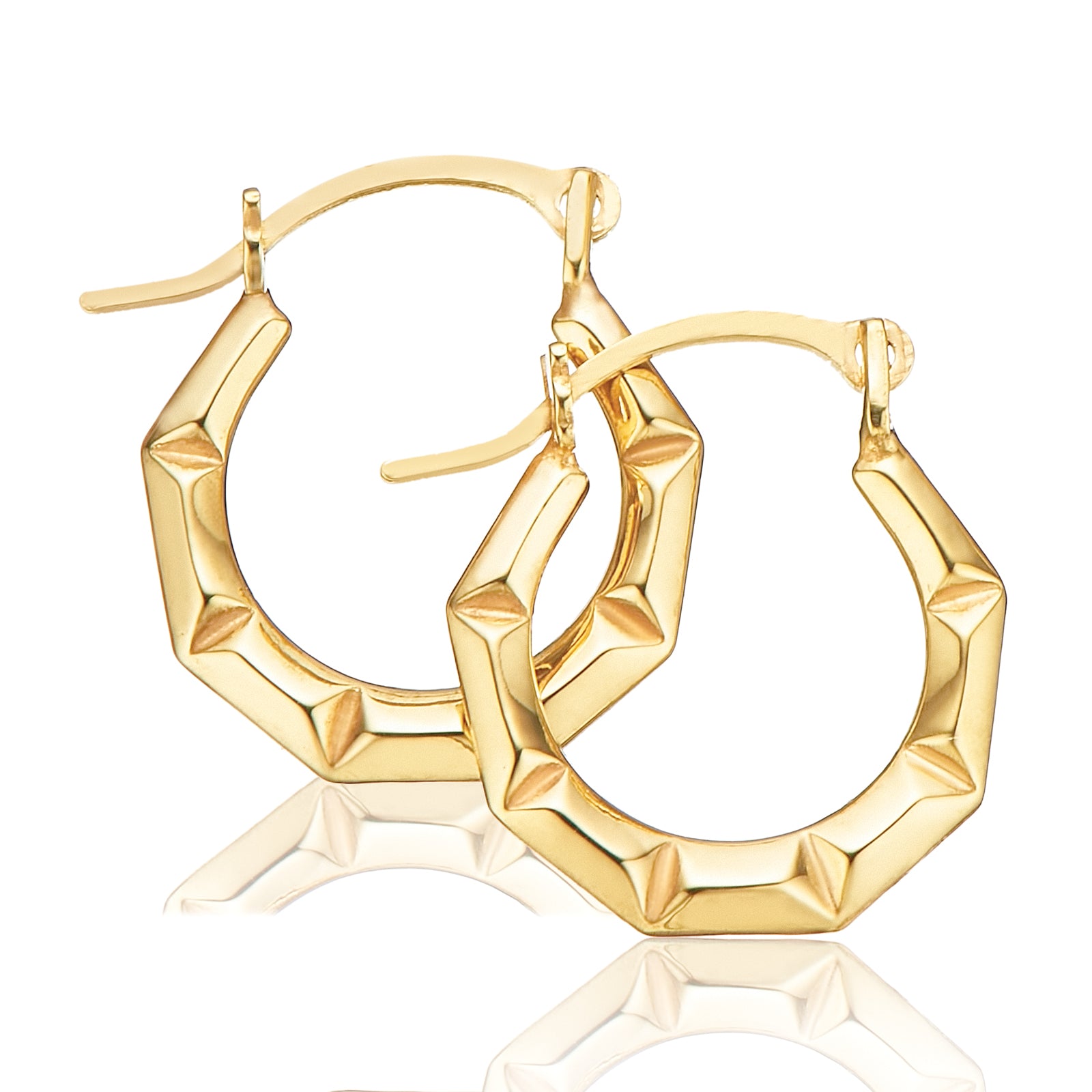 9ct Yellow Gold Pattern  Hoop Earrings