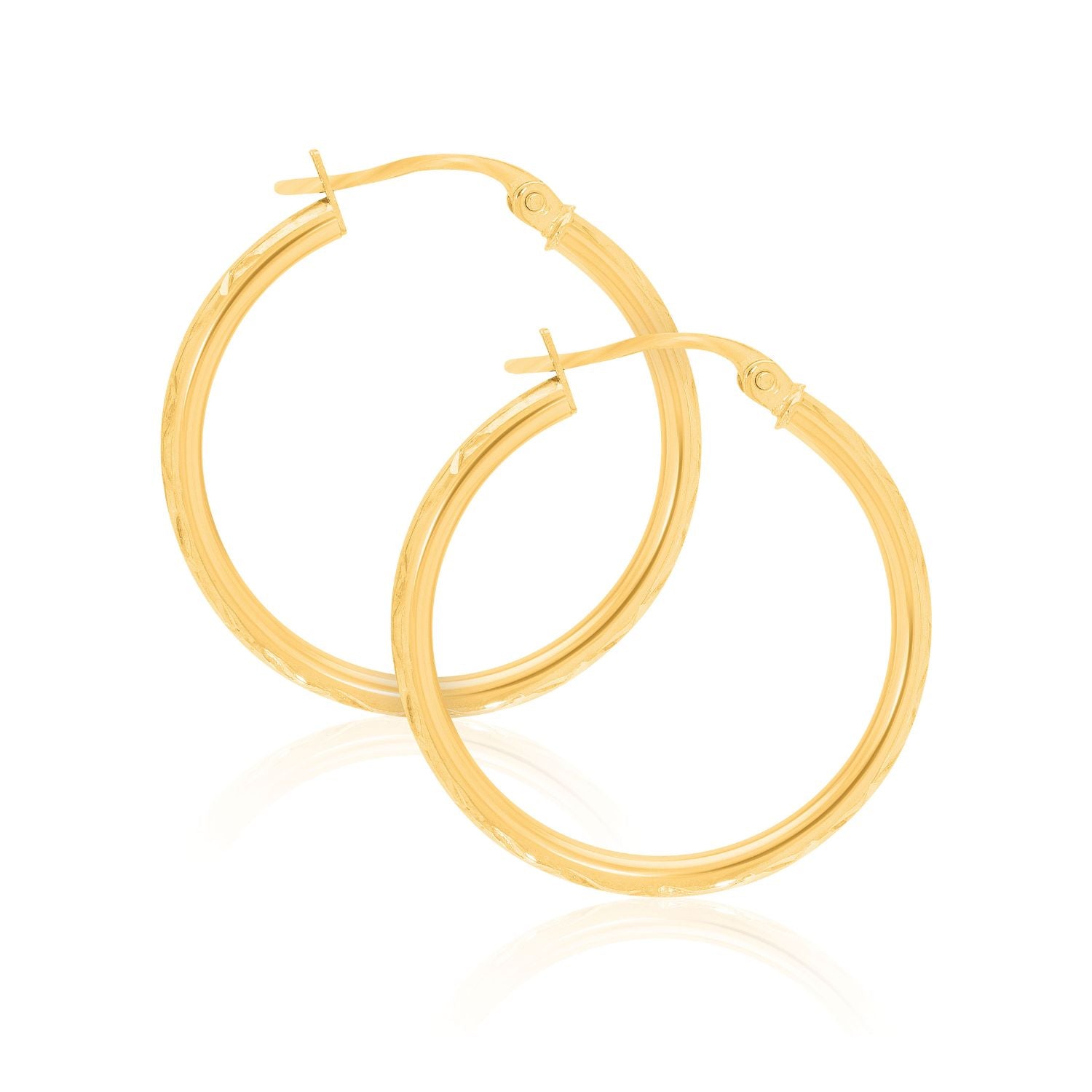 9ct Yellow Gold Diamond Cut Hoop Earrings – Zamels