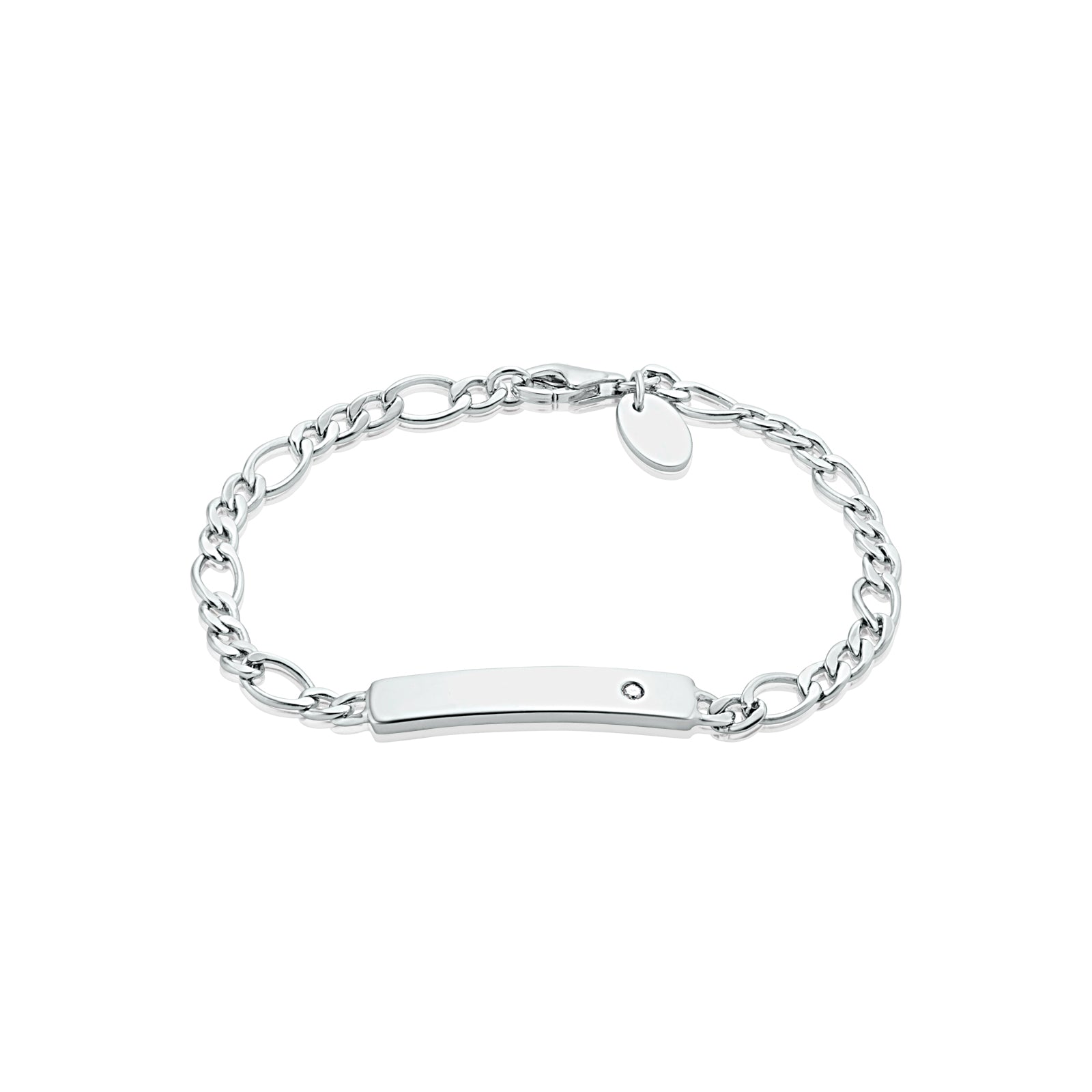 My First Diamond Kids Sterling Silver ID Name Plate Bracelet