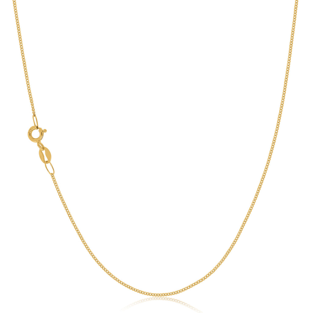 9ct Yellow Gold 40cm Diamond Cut Curb Chain – Zamels