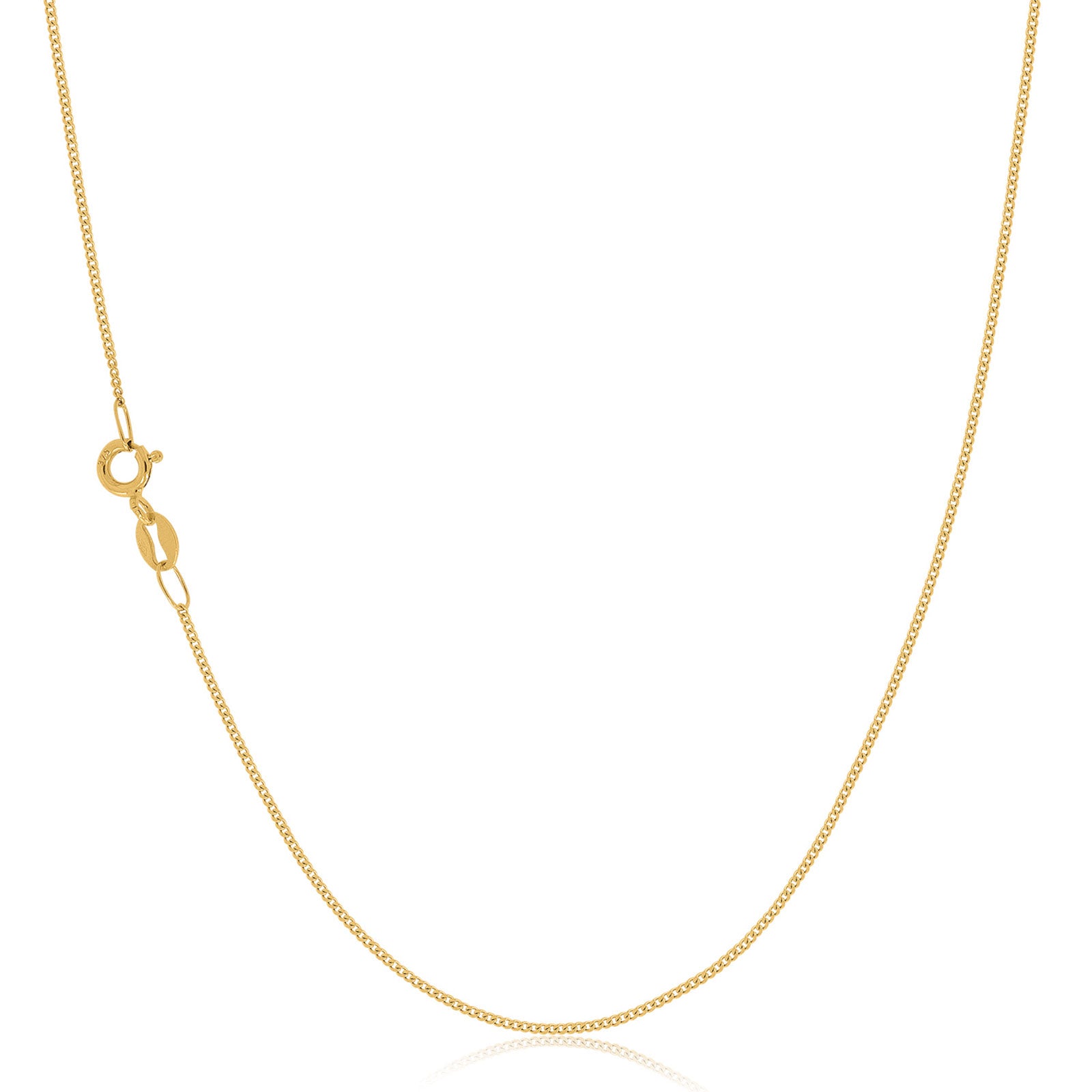 9ct Yellow Gold 40cm Diamond Cut Curb Chain