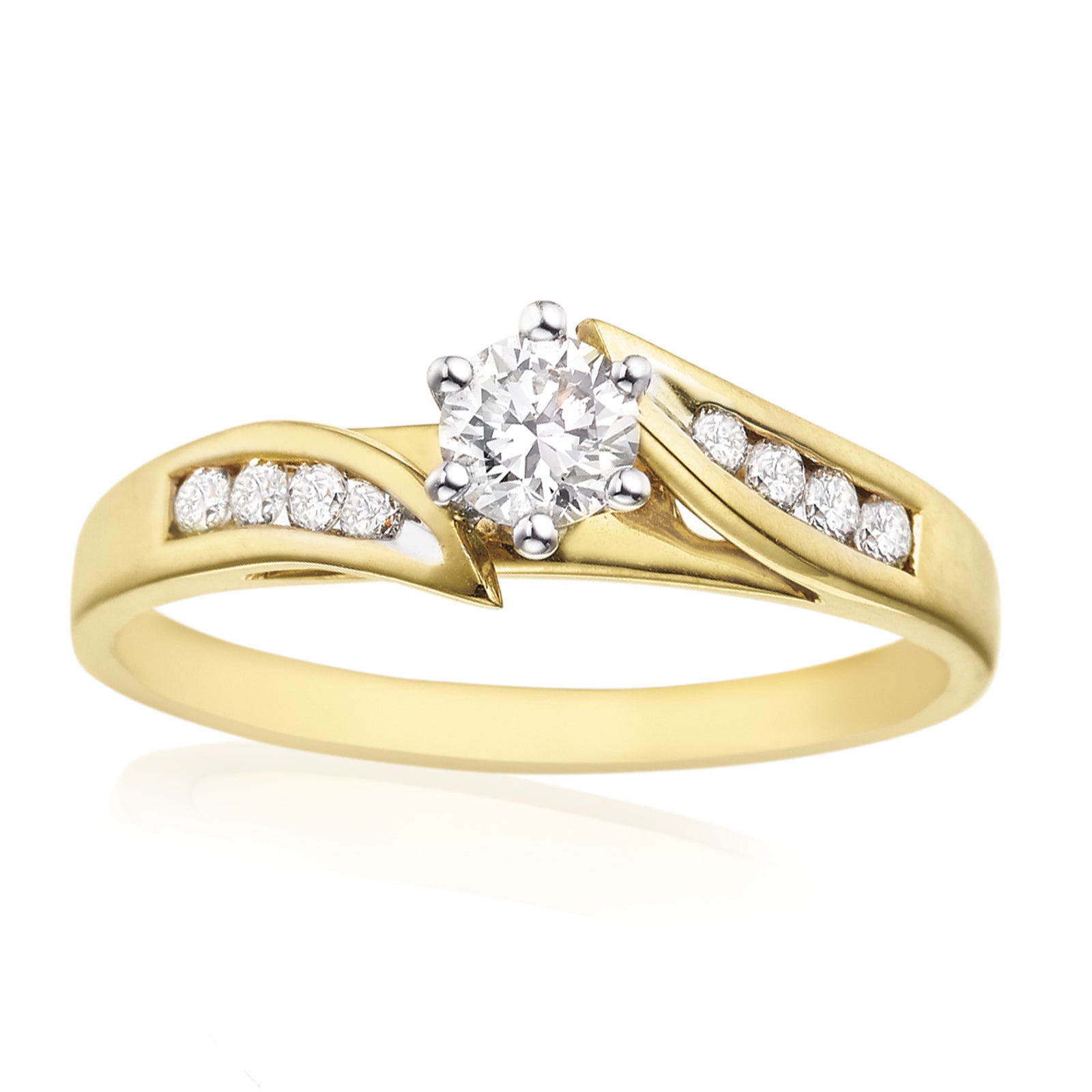 18ct Two Tone Gold Round Brilliant Cut with 0.50 Carat tw of Diamonds Ring