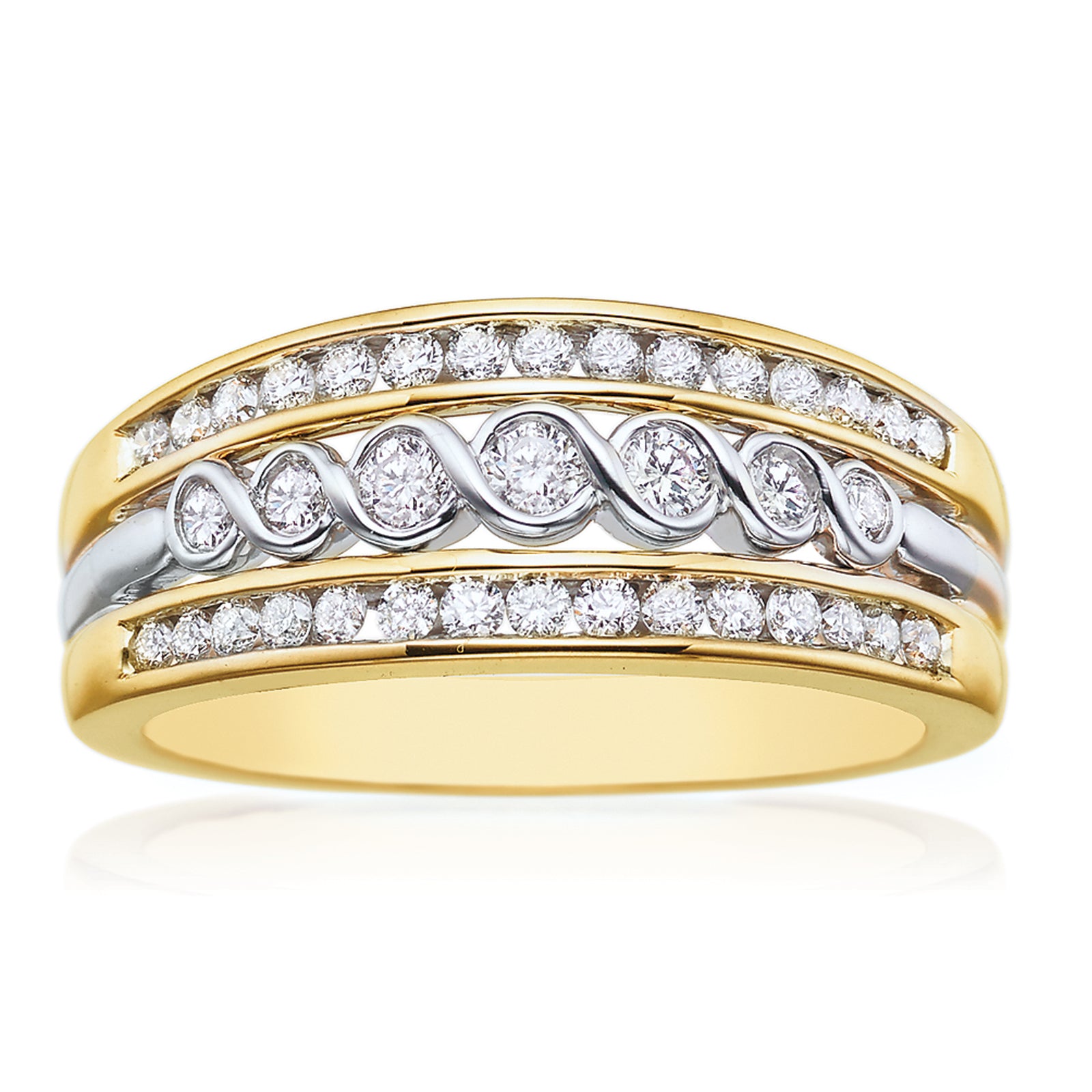 9ct Two Tone Gold Round Brilliant Cut with 0.50 Carat tw of Diamonds Ring