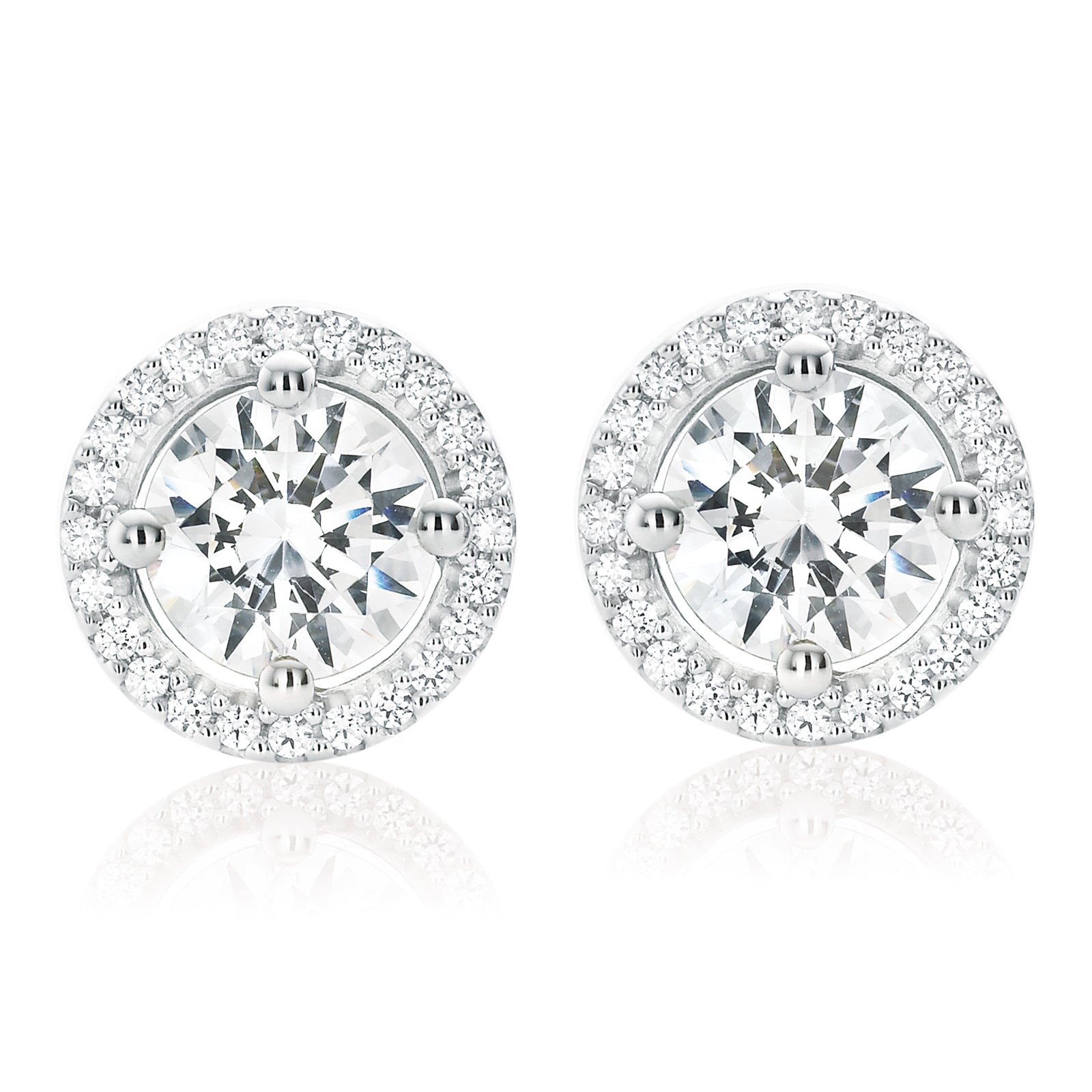 KISS Sterling Silver Round Cubic Zirconia Stud Earrings