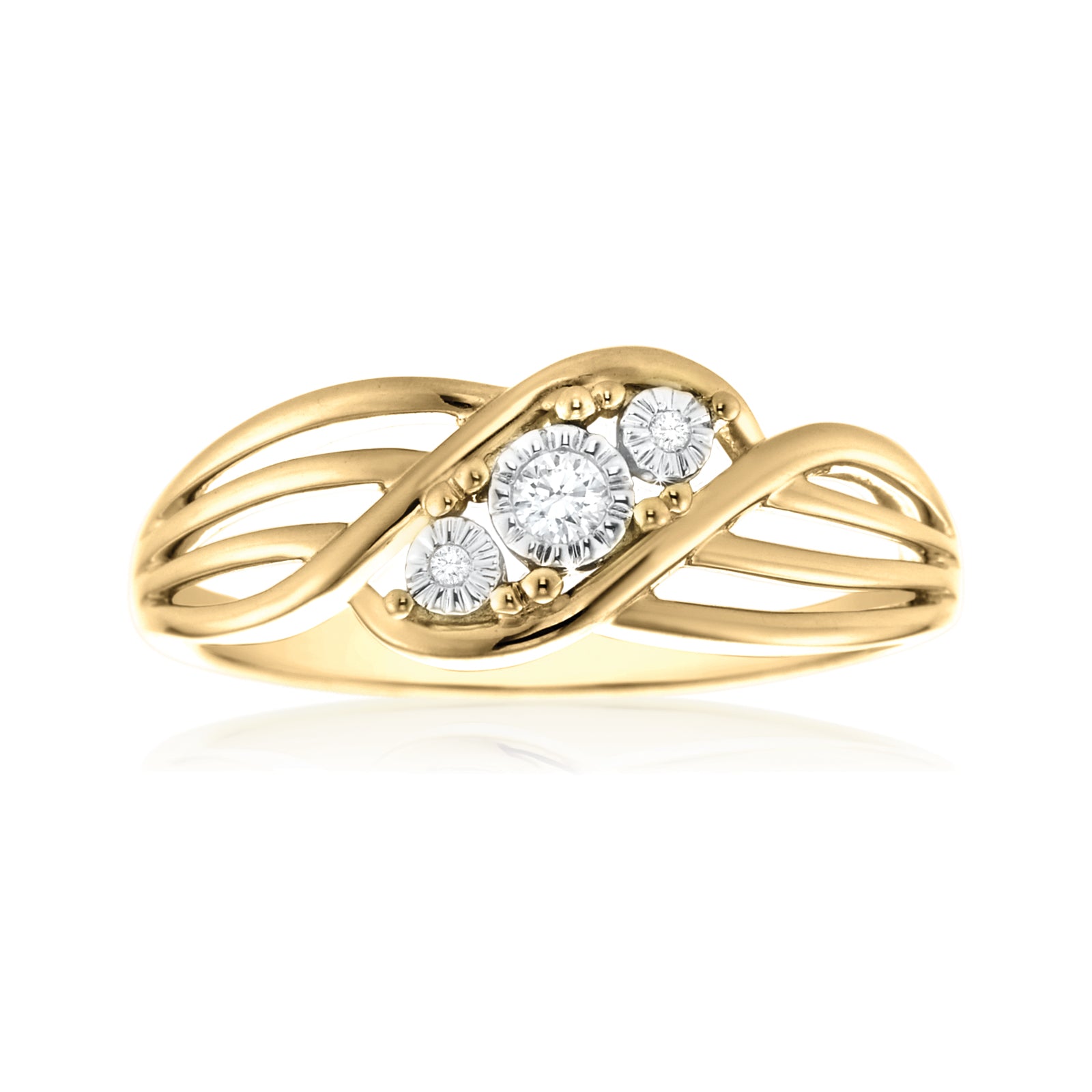 9ct Yellow Gold & Diamond Set Ring – Zamels