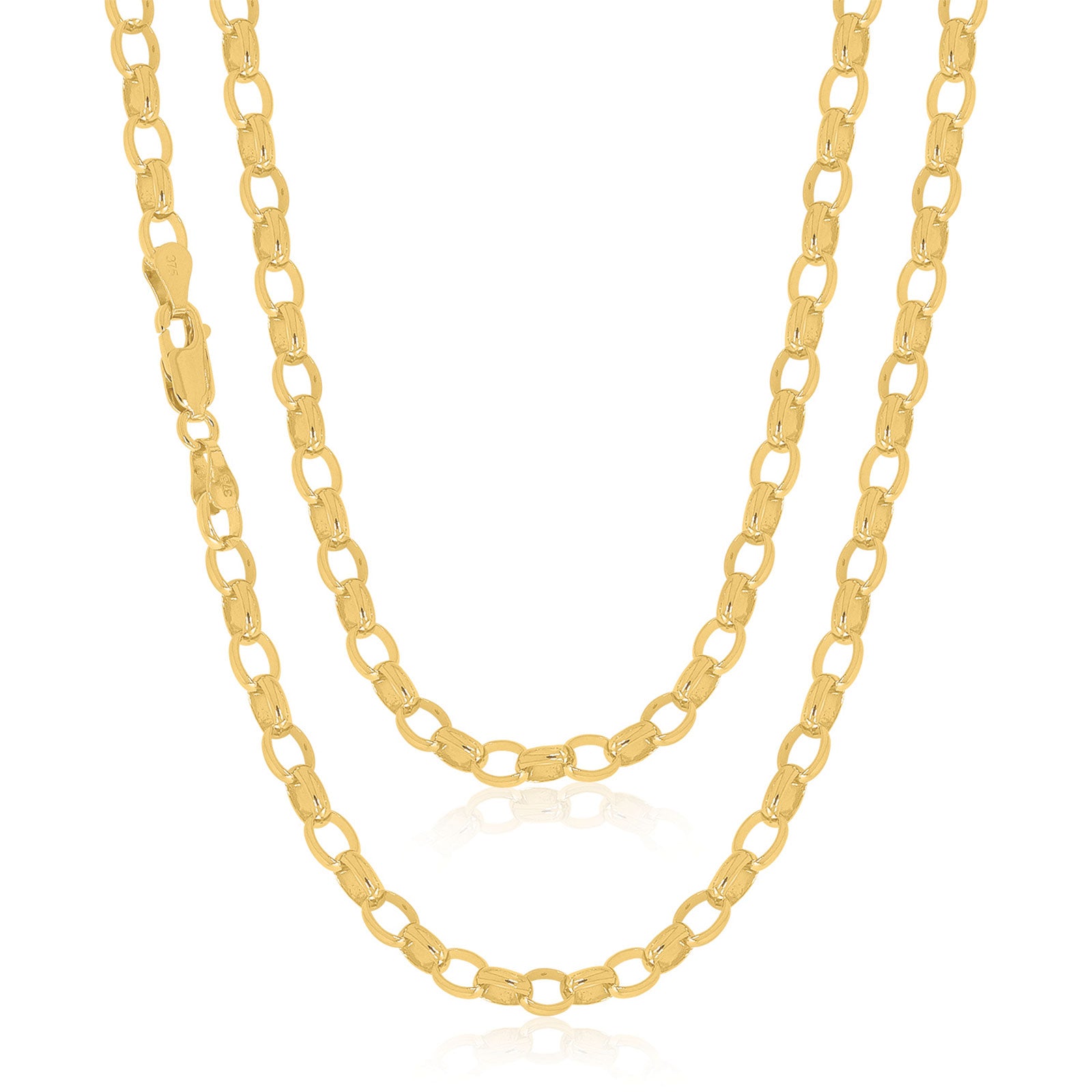 9ct Yellow Gold 55cm Oval Belcher Chain