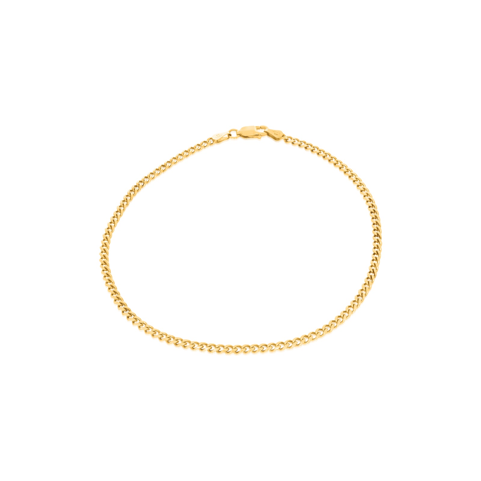 9ct Yellow Gold 25cm Diamond Cut Bevel Curb Anklet