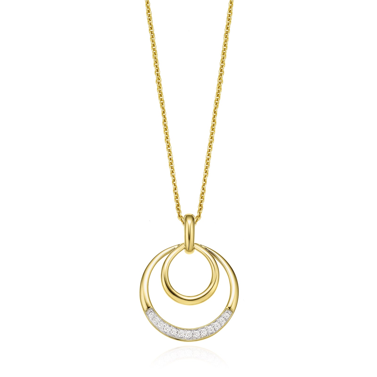 9ct Two Tone Gold Round Brilliant Cut with 0.05 Carat tw of Diamond Pendant