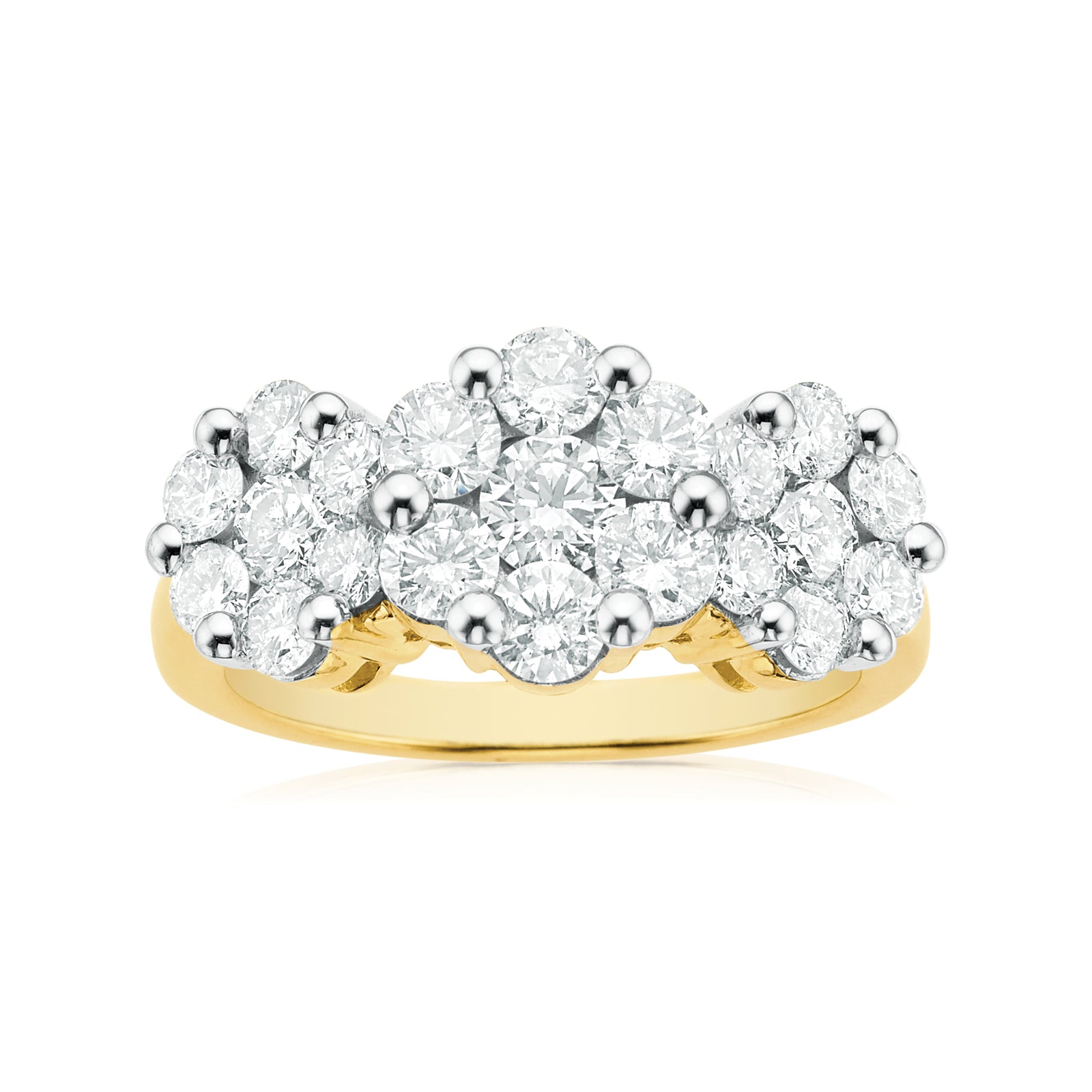 9ct Yellow Gold Round Brilliant Cut with 2 CARAT tw of Diamonds Ring