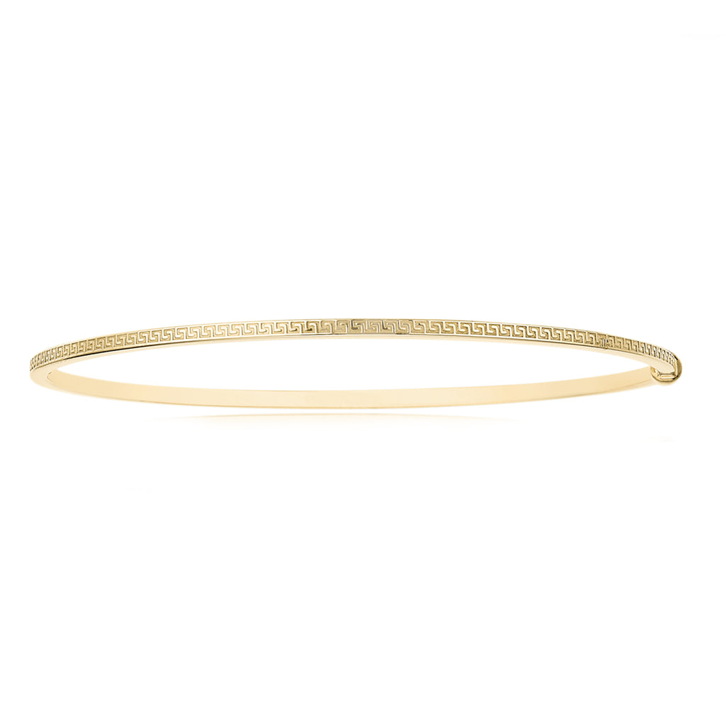 9ct Yellow Gold Silver Filled Greek Key Bangle – Zamels