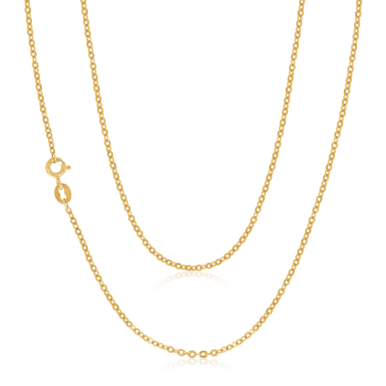 9ct Yellow Gold Silver Filled 45cm Round Belcher Chain