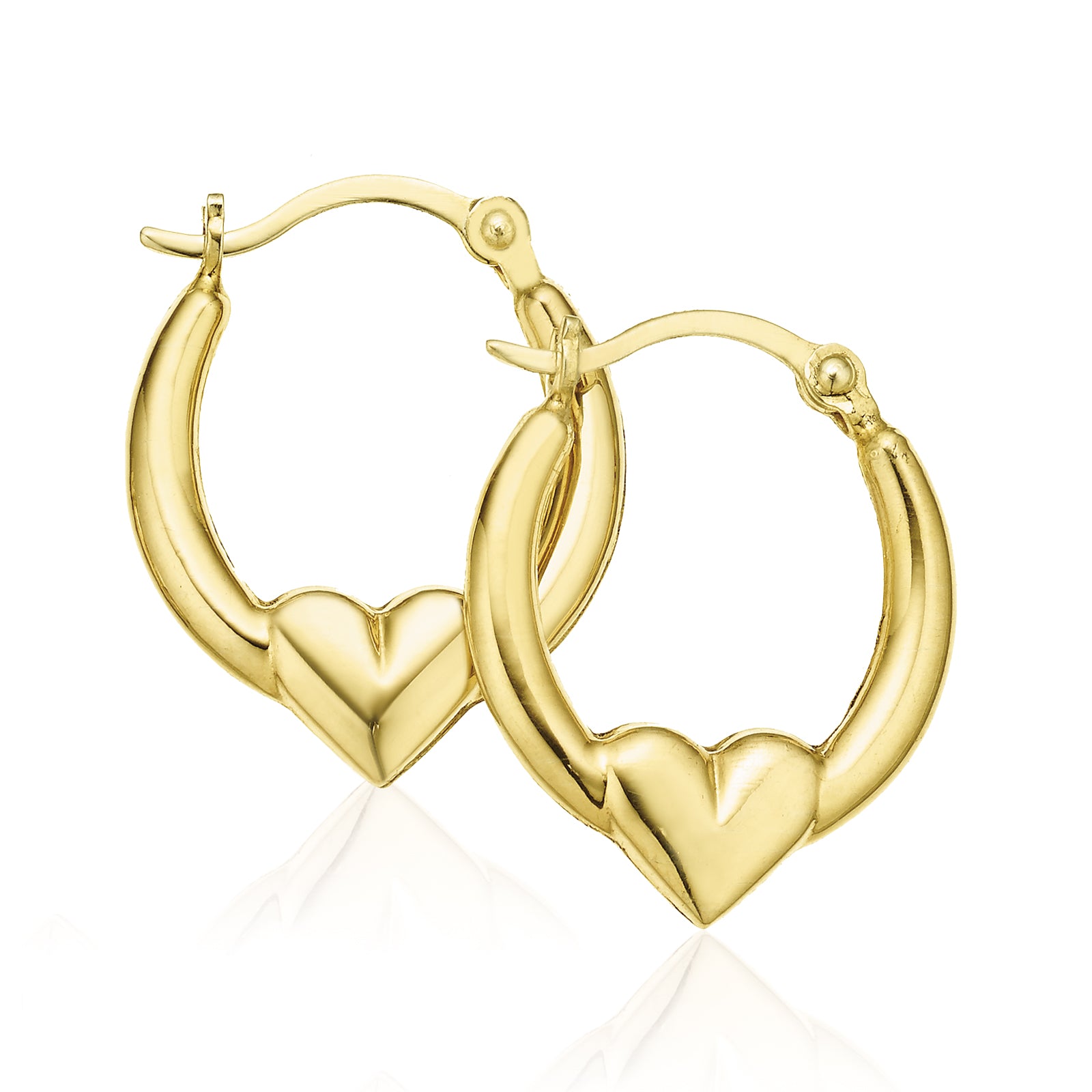 9ct Yellow Gold Silver Filled Heart Hoop Earrings