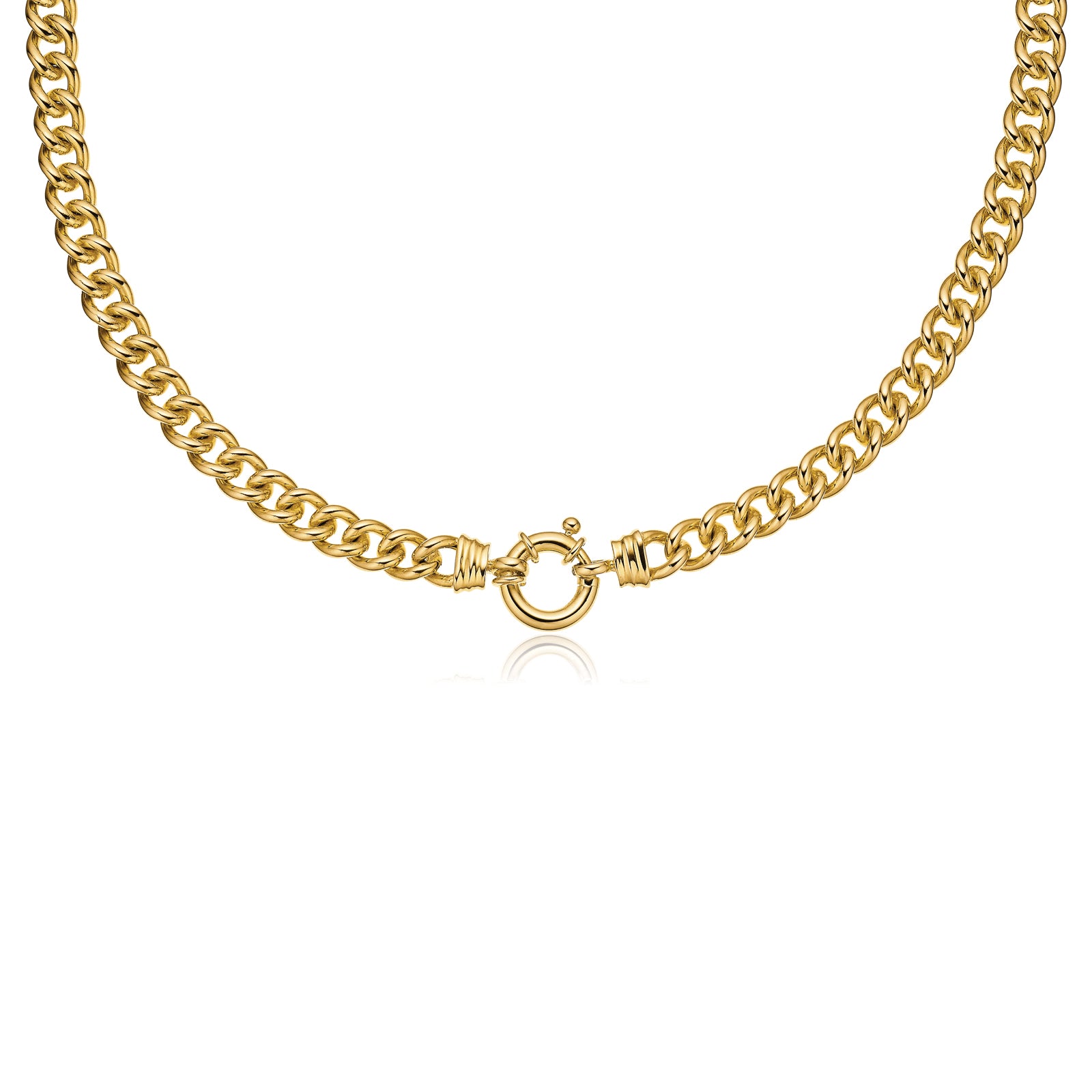 9ct Yellow Gold Silver Filled 50cm Curb with Bolt Ring Necklace