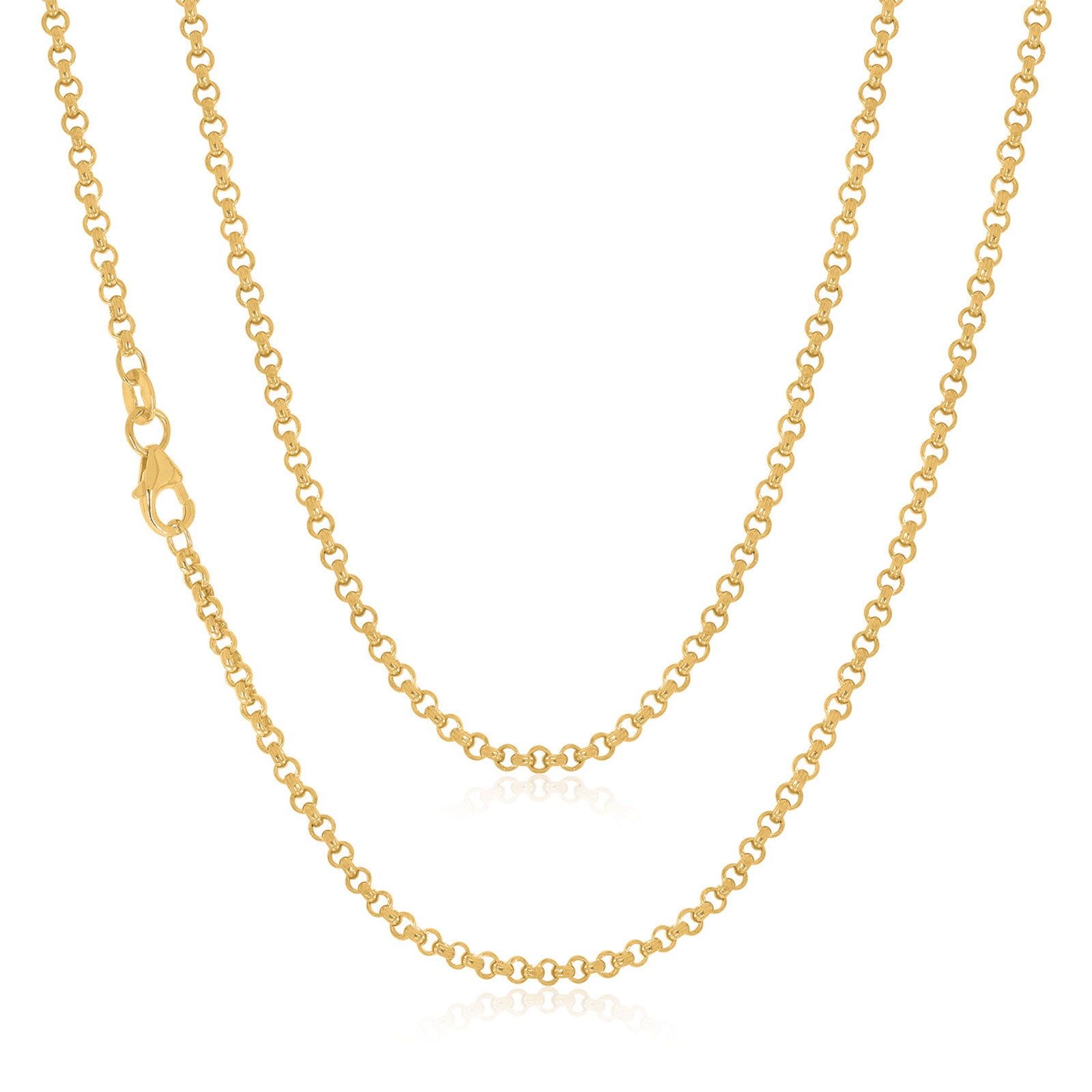 9ct Yellow Gold Silver Filled 50cm Round Belcher Chain