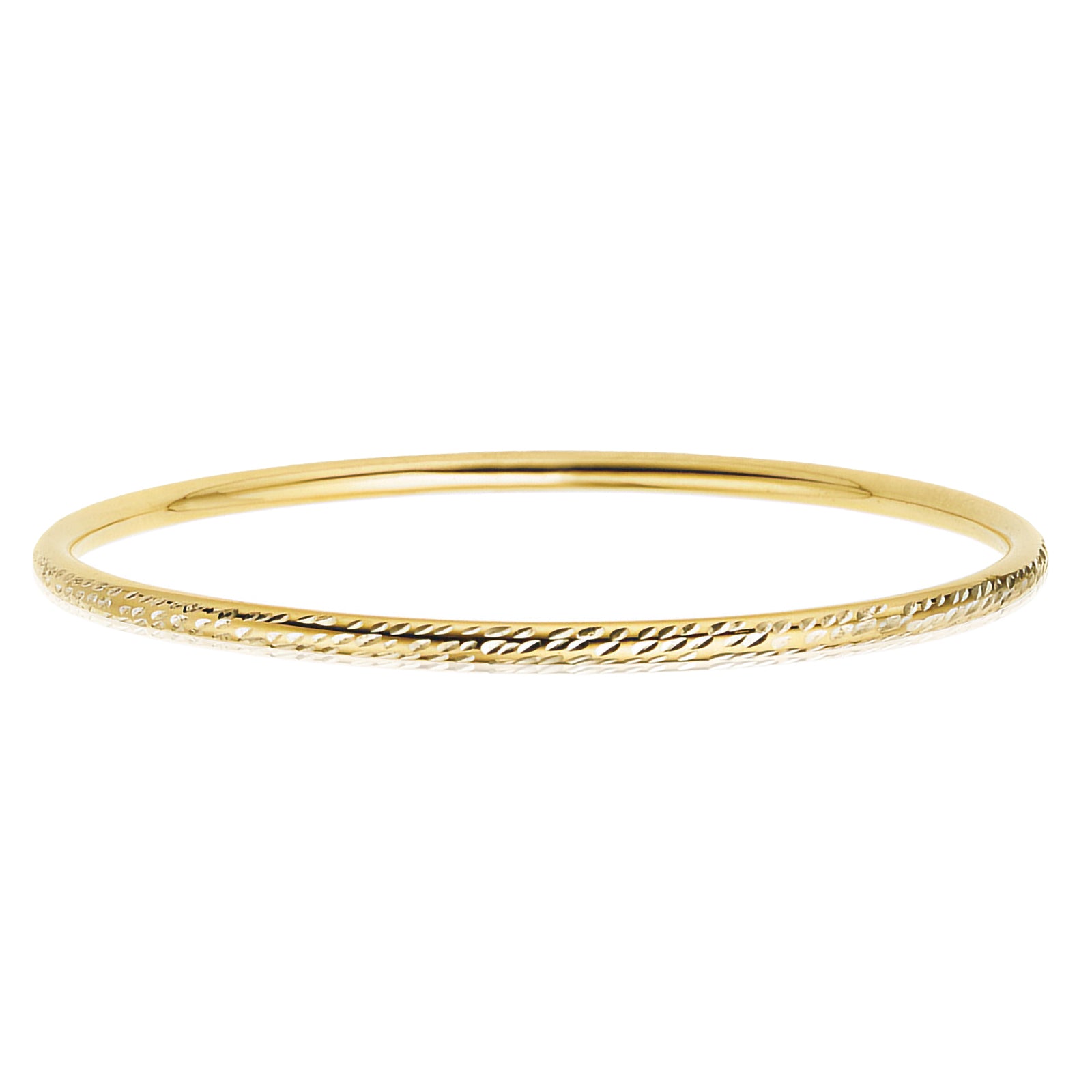 9ct Yellow Gold Silver Filled 63cm Gold Diamond Cut Golf Bangle – Zamels