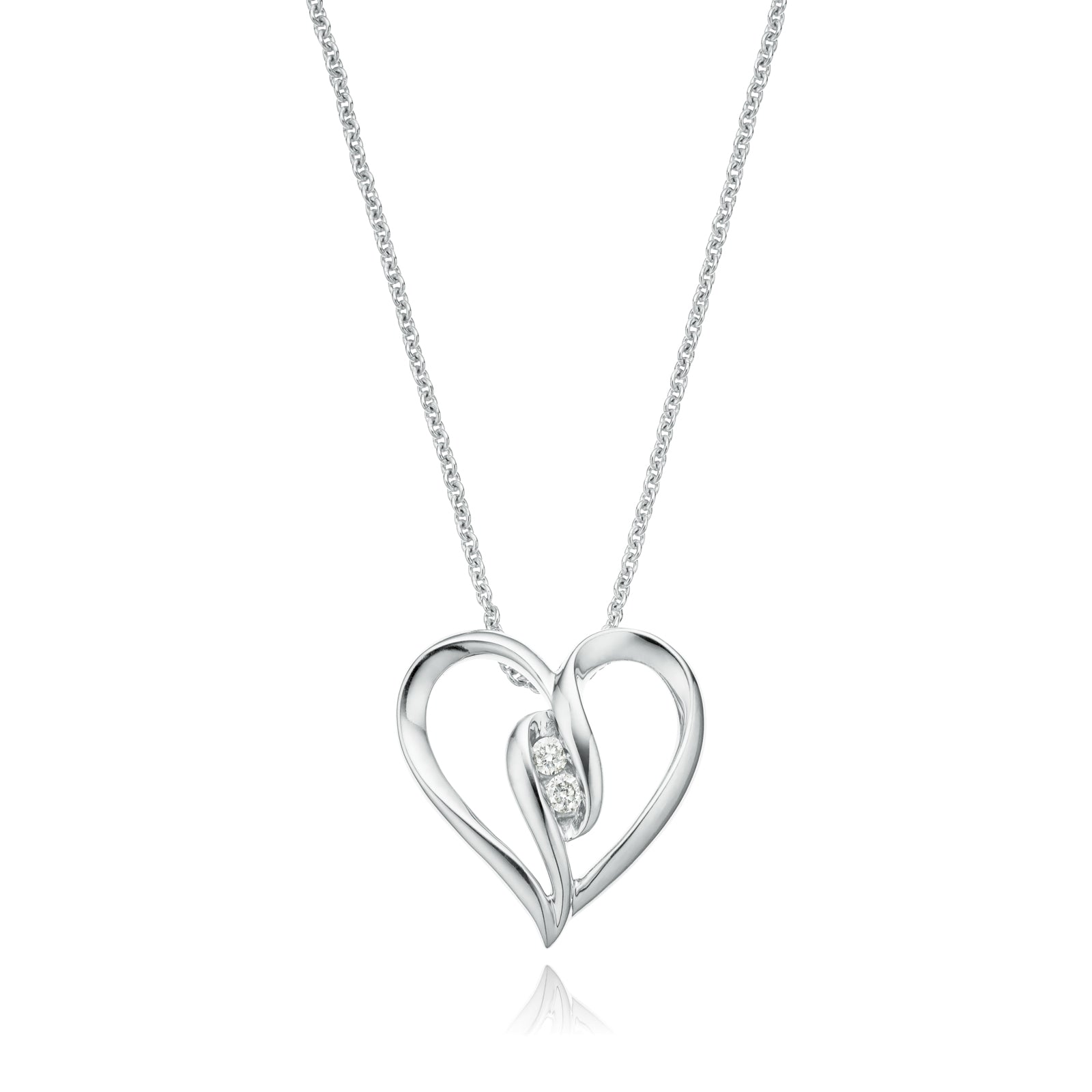 Sterling Silver Diamond Set Heart Pendant