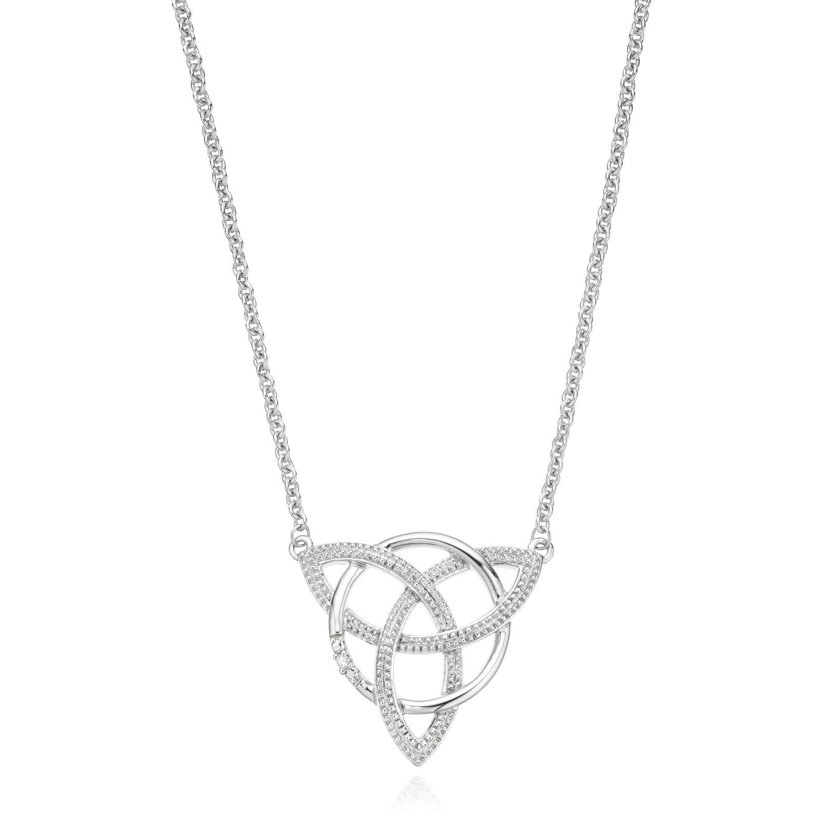 Sterling Silver Diamond Set Celtic Necklace Pendant