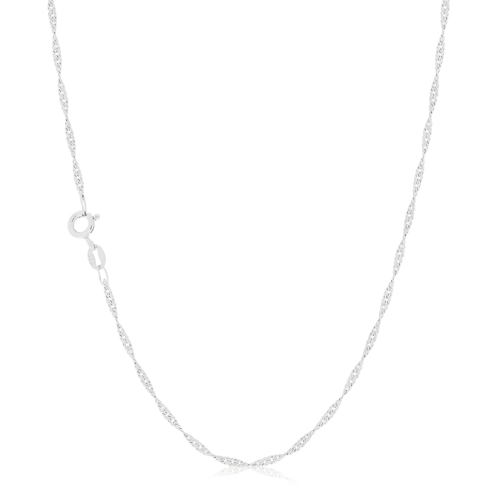 9ct White Gold 55cm Singapore Chain