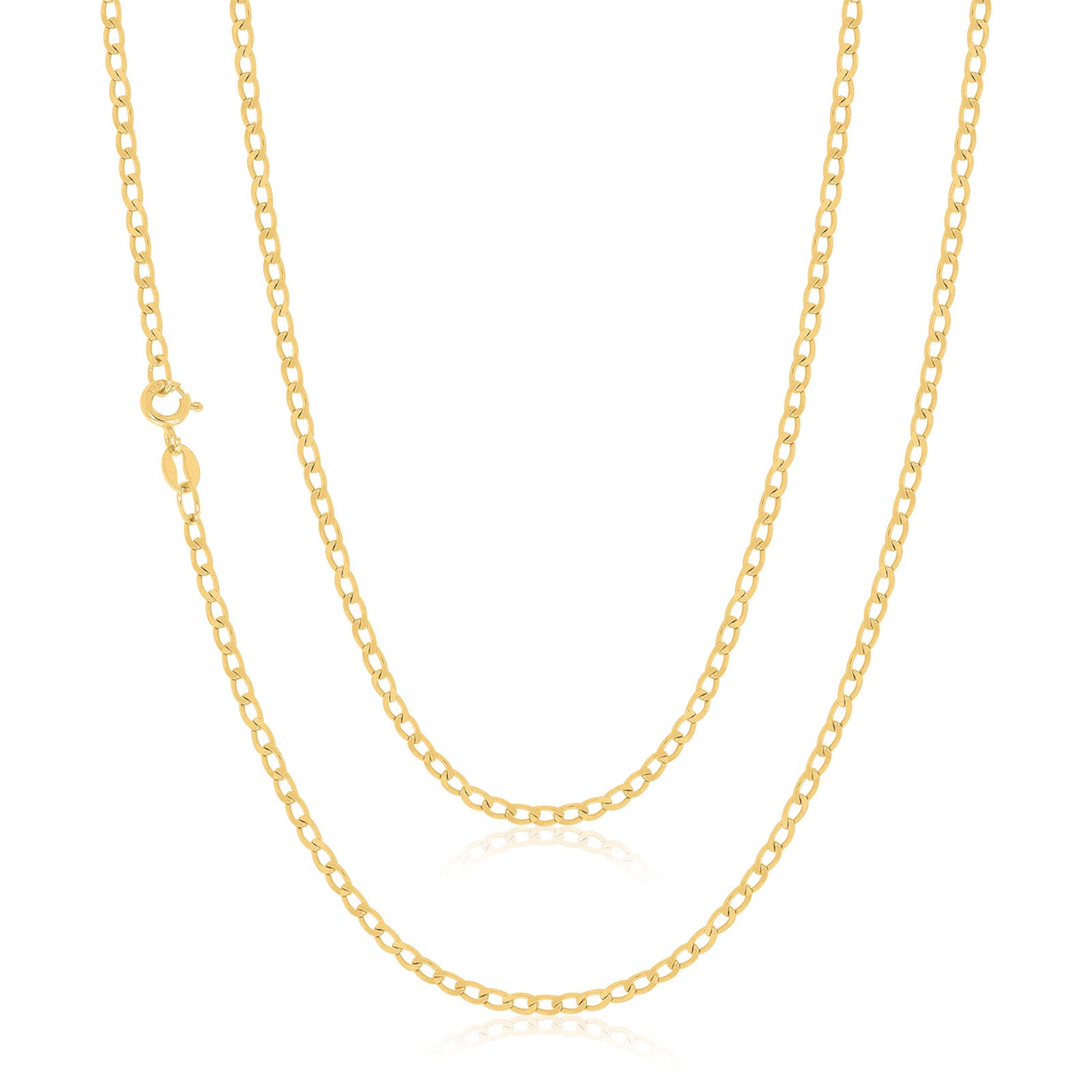 9ct Yellow Gold 55cm Diamond Cut Long Curb Chain