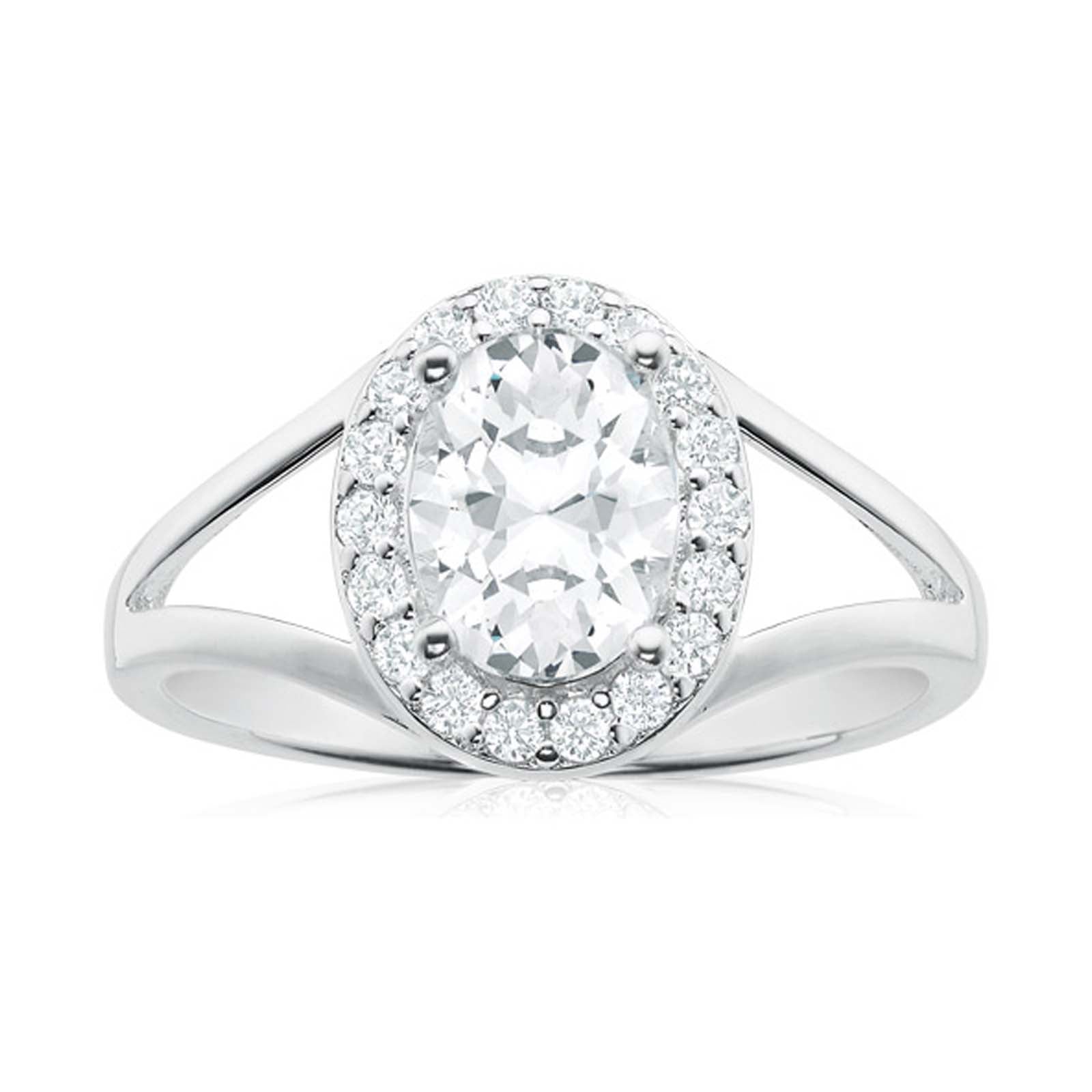 Sterling Silver Cubic Zirconia Halo Ring