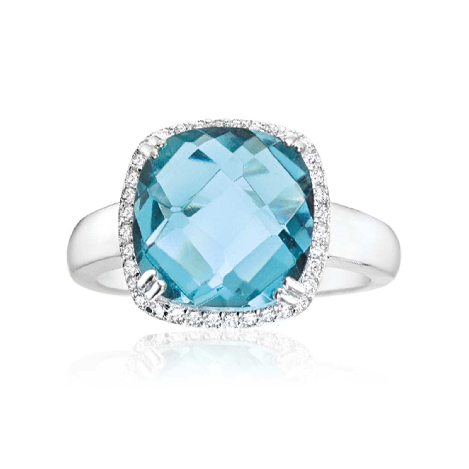 Sterling Silver Light Blue Cubic Zirconia Ring