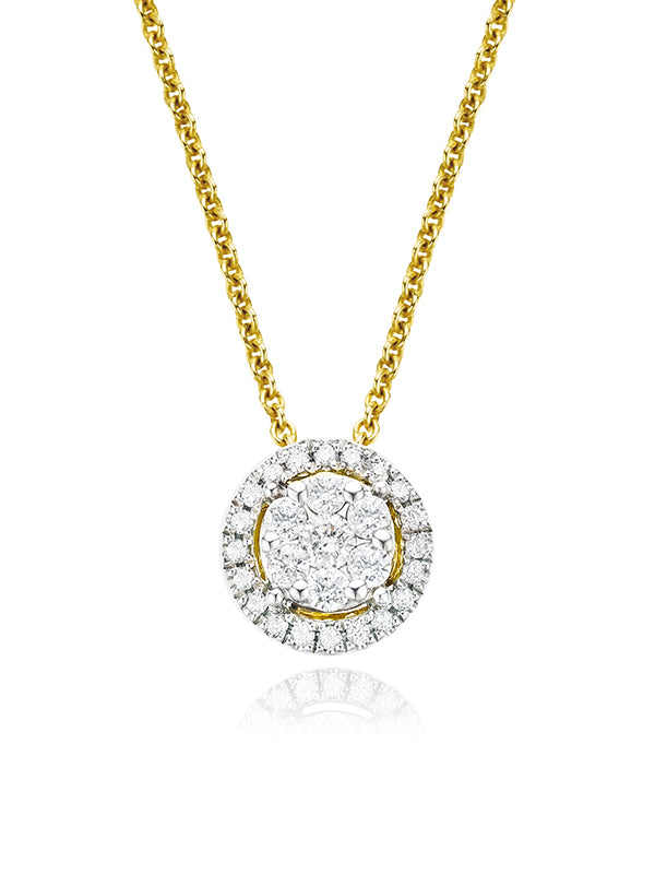 London 9ct Yellow Gold Round Brilliant Cut with 0.20 CARAT tw of  Diamond Pendant