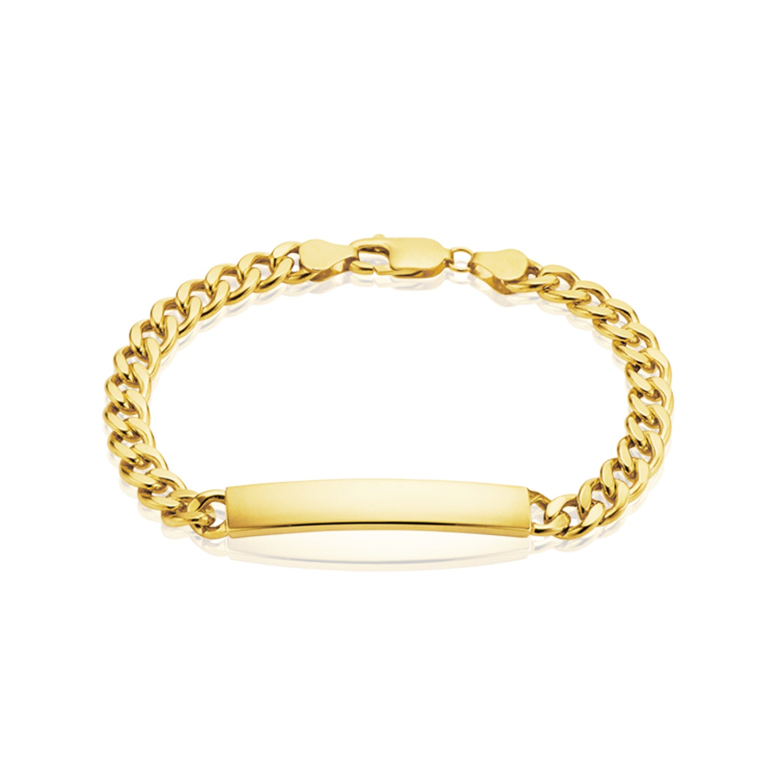 9ct Yellow Gold Silver Filled 21cm Curb Bracelet with ID Bar