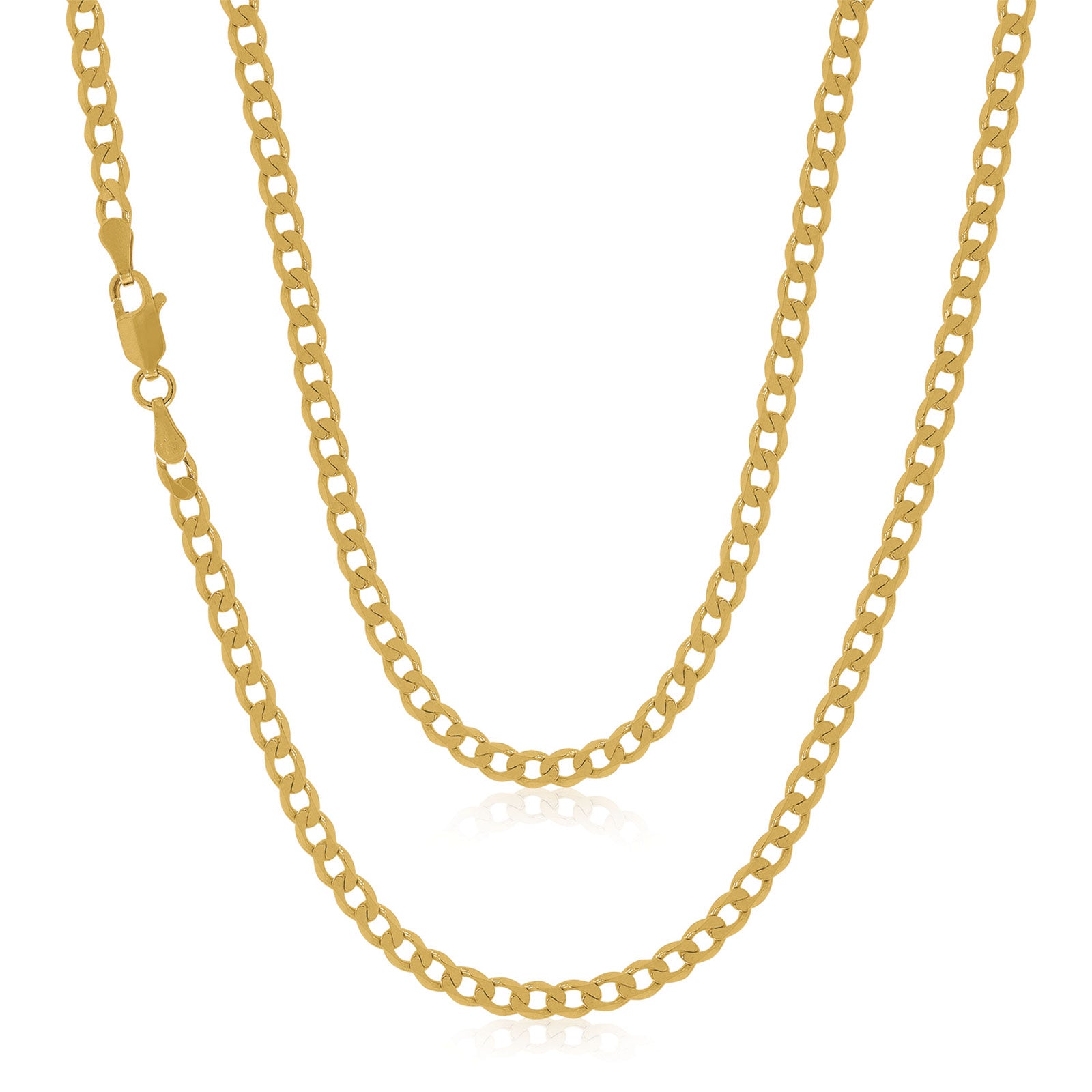 9ct Yellow Gold 55cm Diamond Cut Curb Chain