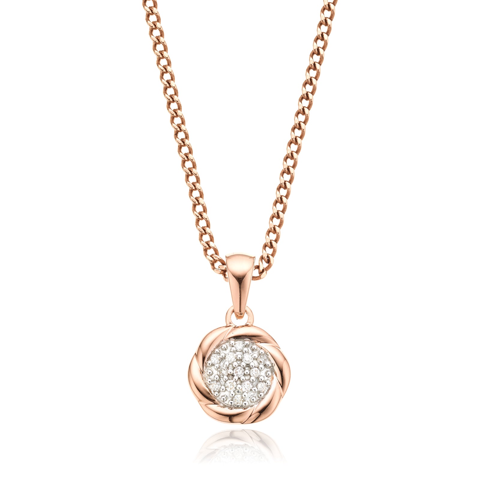 9ct Rose Gold & Diamond Set Pendant