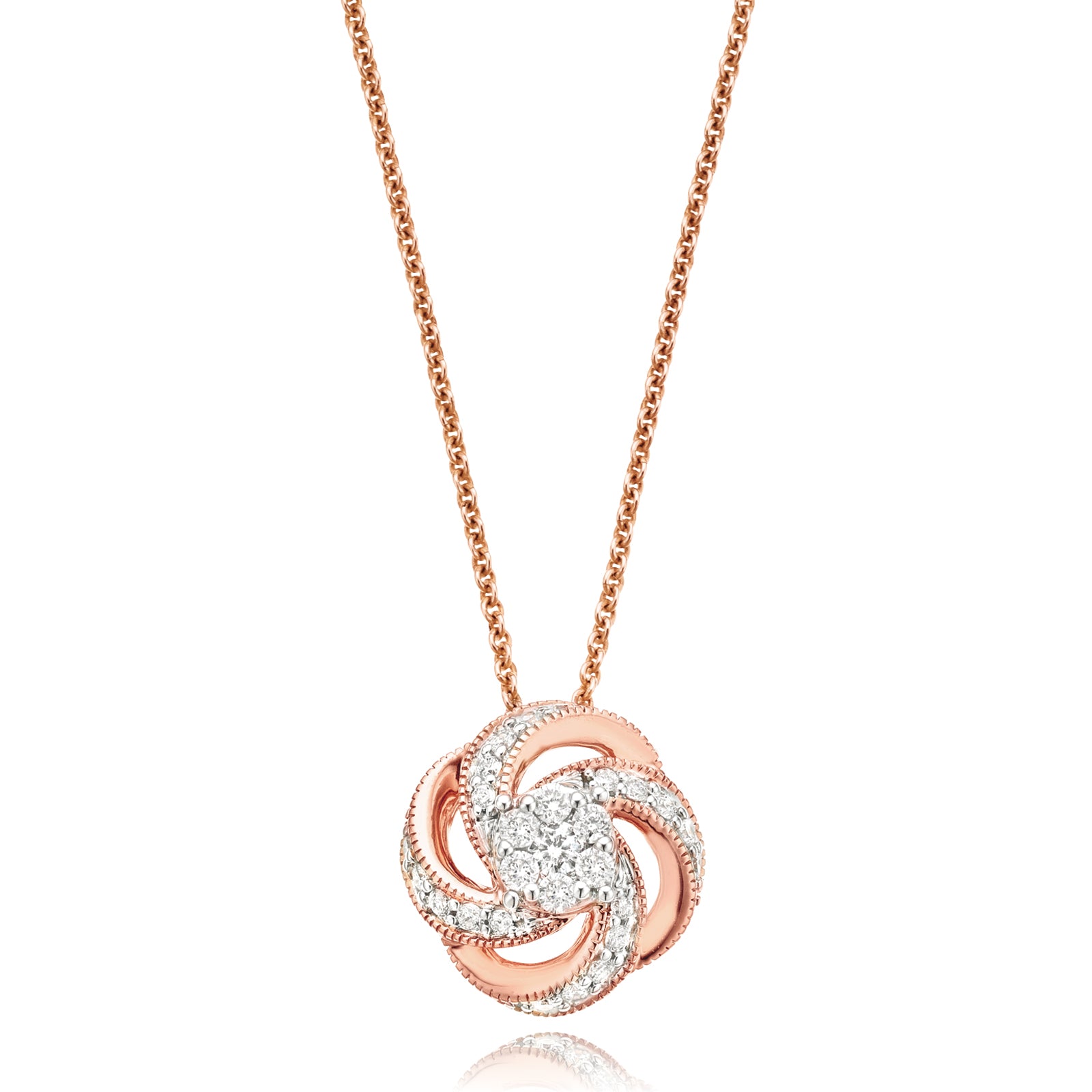 London 9ct Rose Gold Round Brilliant Cut with 1/4 CARAT tw of Diamond Pendant