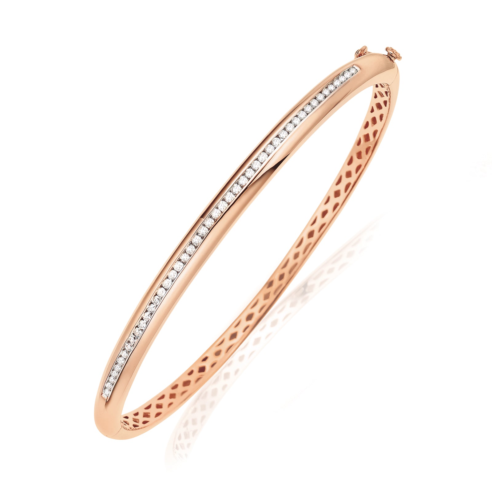 9ct Rose Gold Round Brilliant Cut with 1/2 CARAT tw of Diamonds Bangle