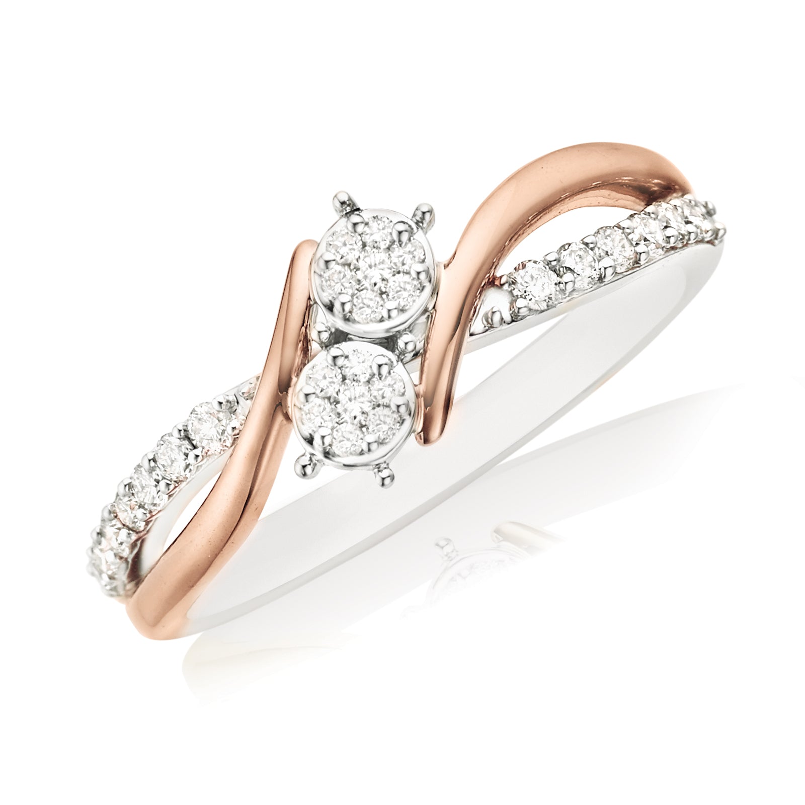 Tango 9ct Rose & White Gold Round Brilliant Cut with 1/4 CARAT tw of Diamonds Ring