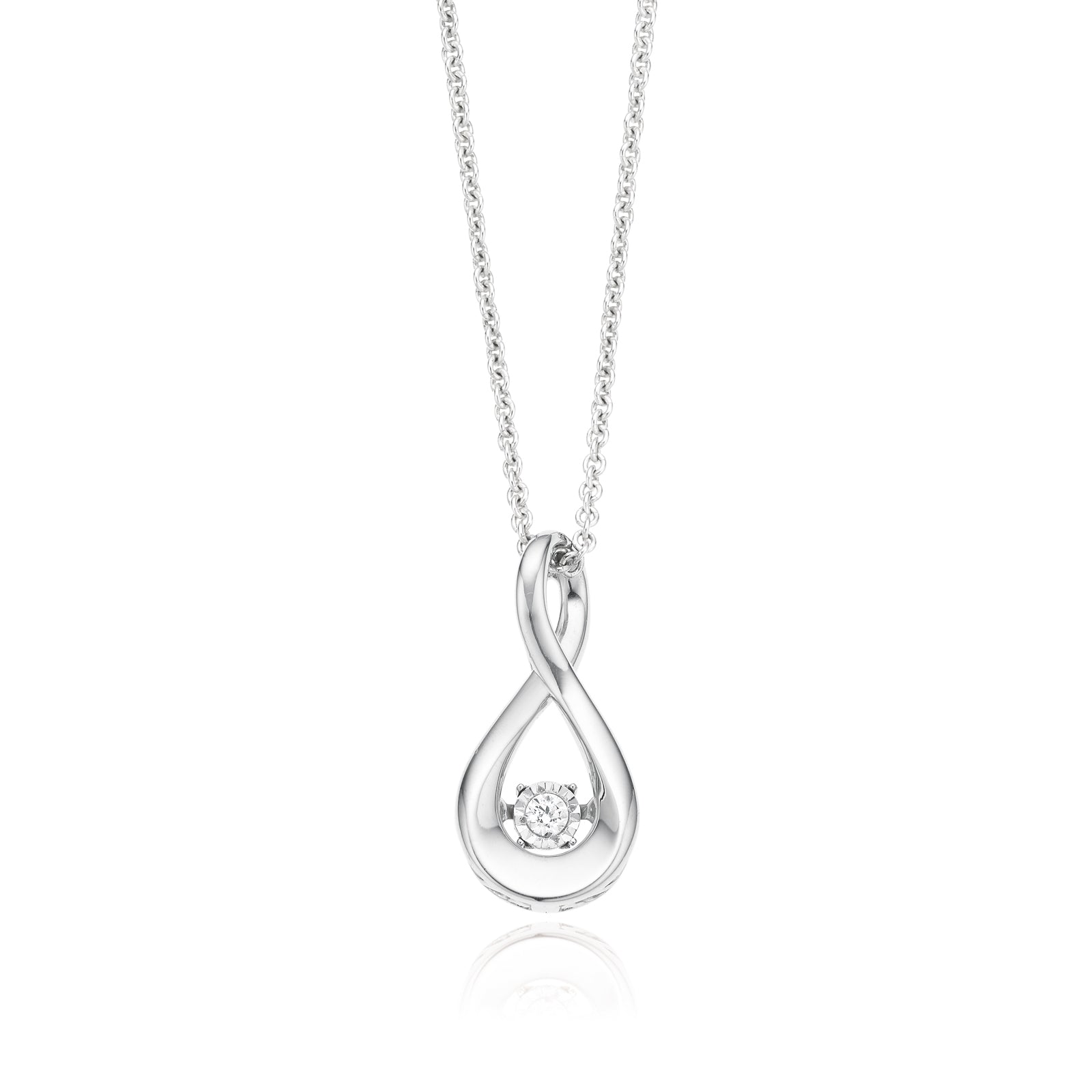 Sterling Silver Diamond Set Dancing Diamond Pendant