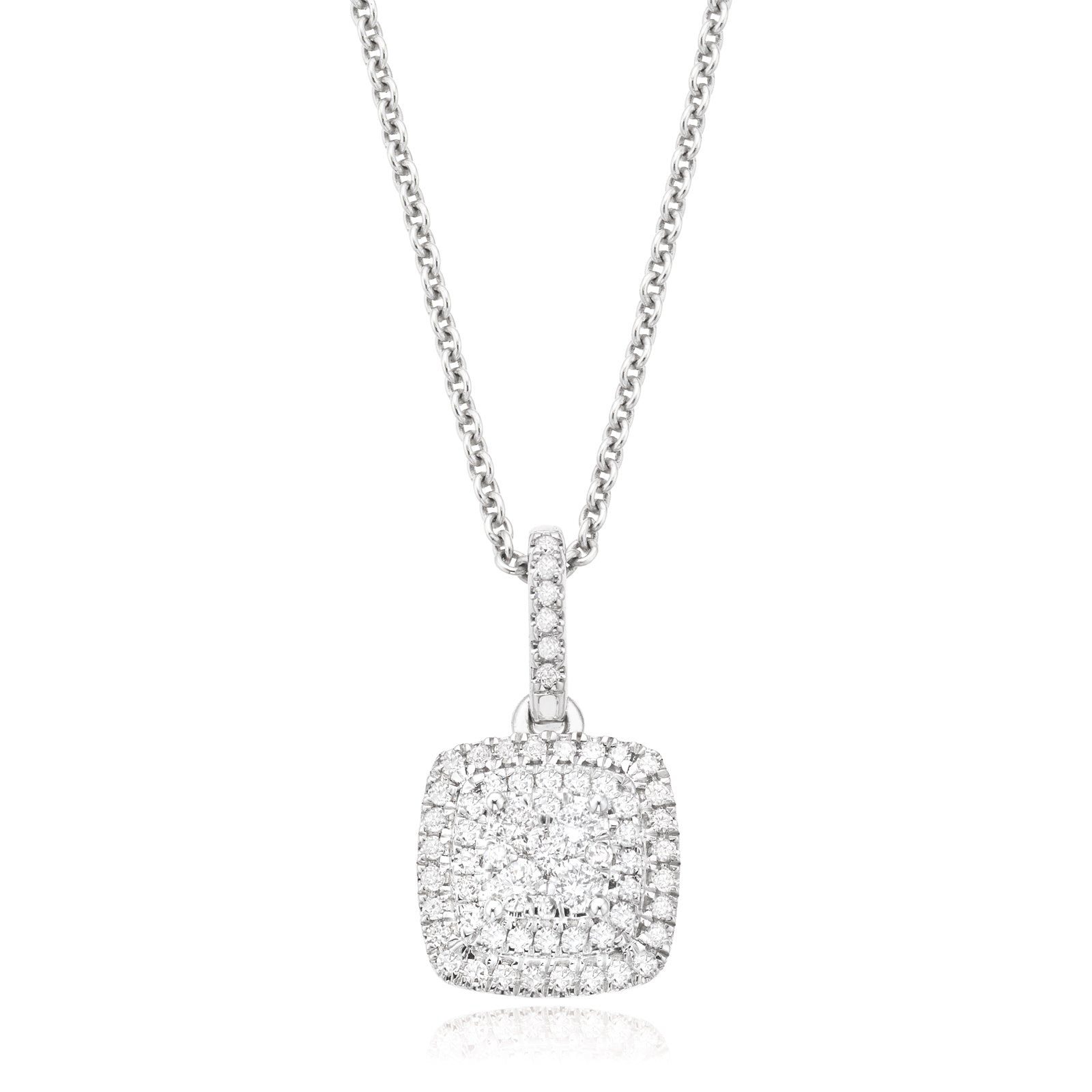 London 9ct White Gold Round Brilliant Cut with 1/4 CARAT tw of  Diamond Pendant