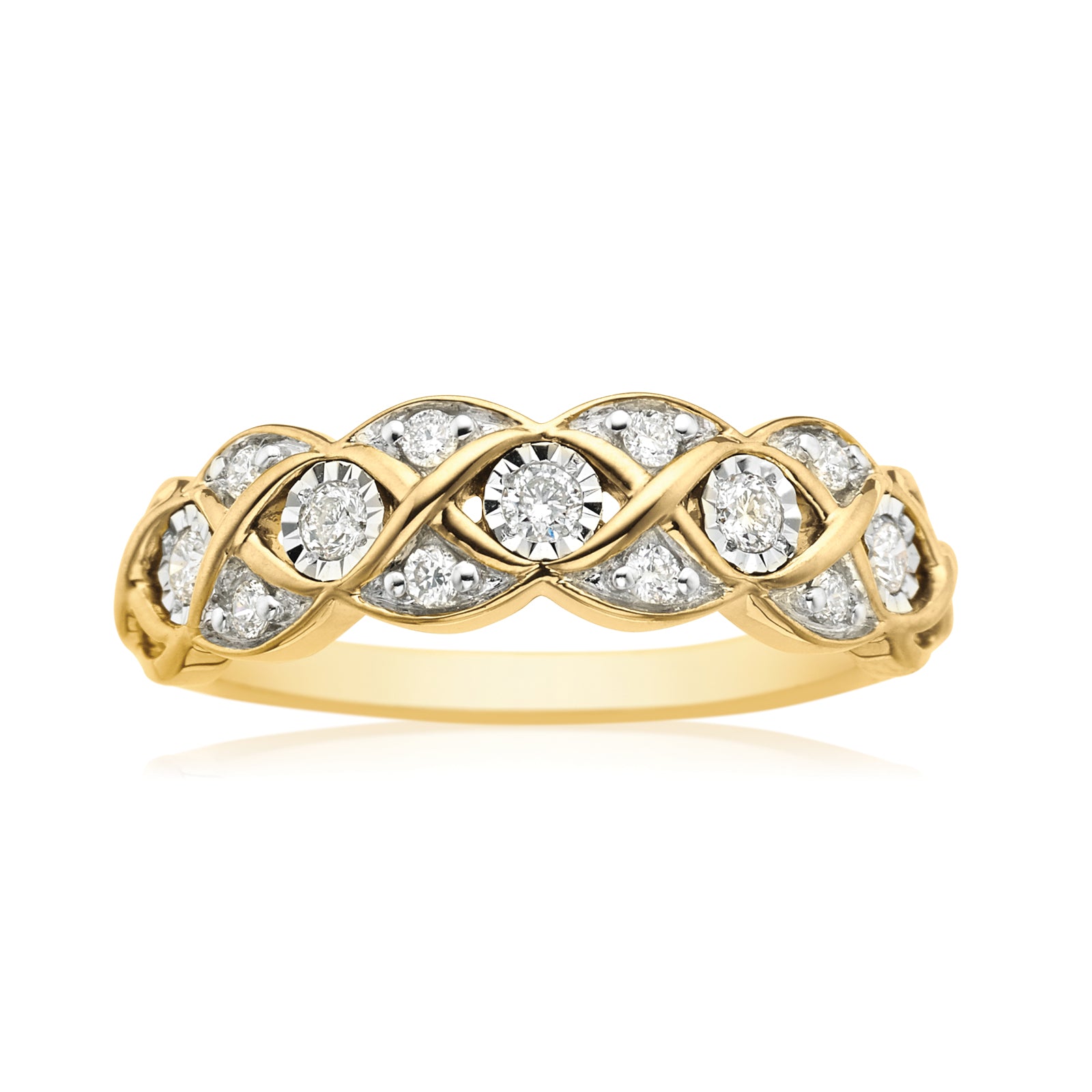 9ct Yellow Gold Round Brilliant Cut with 1/4 CARAT tw of Diamonds Ring