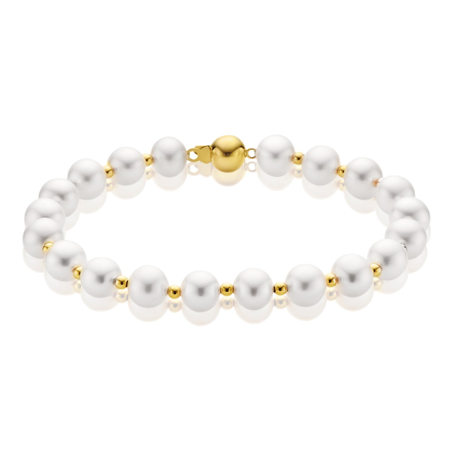 9ct Two Tone Gold 6-6.5mm Freshwater Pearl Bracelet – Zamels