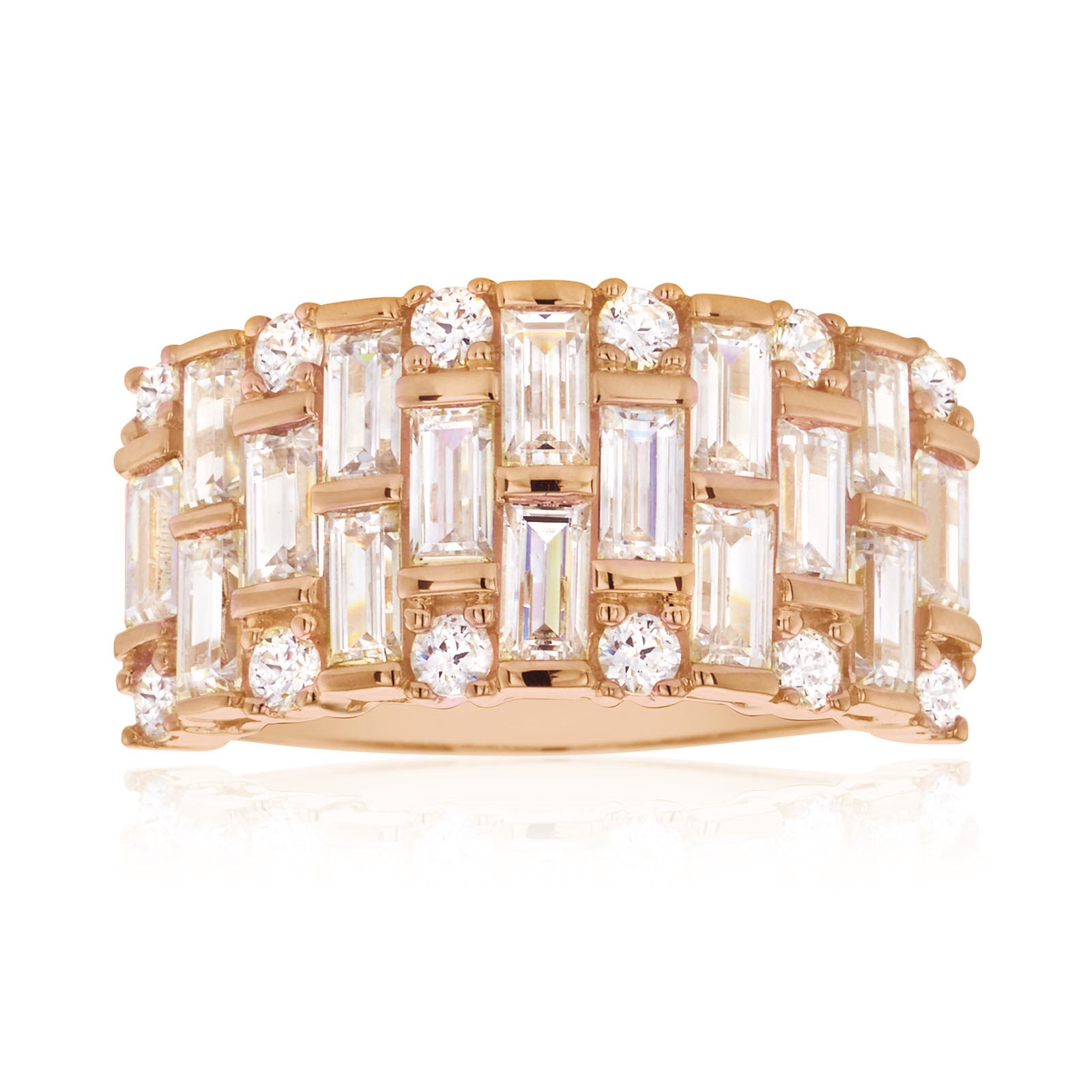 HUSH 9ct Rose Gold Baguette Cut with 2.50 CARAT tw of Diamond Simulants Ring