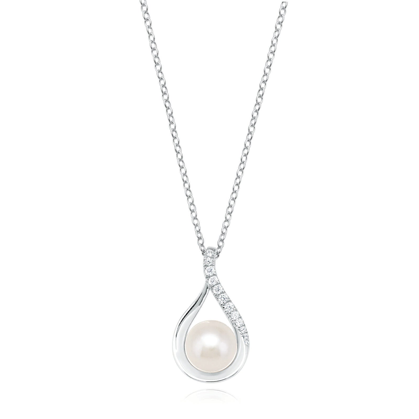 Sterling Silver Freshwater Pearls and Cubic Zirconia Pendant