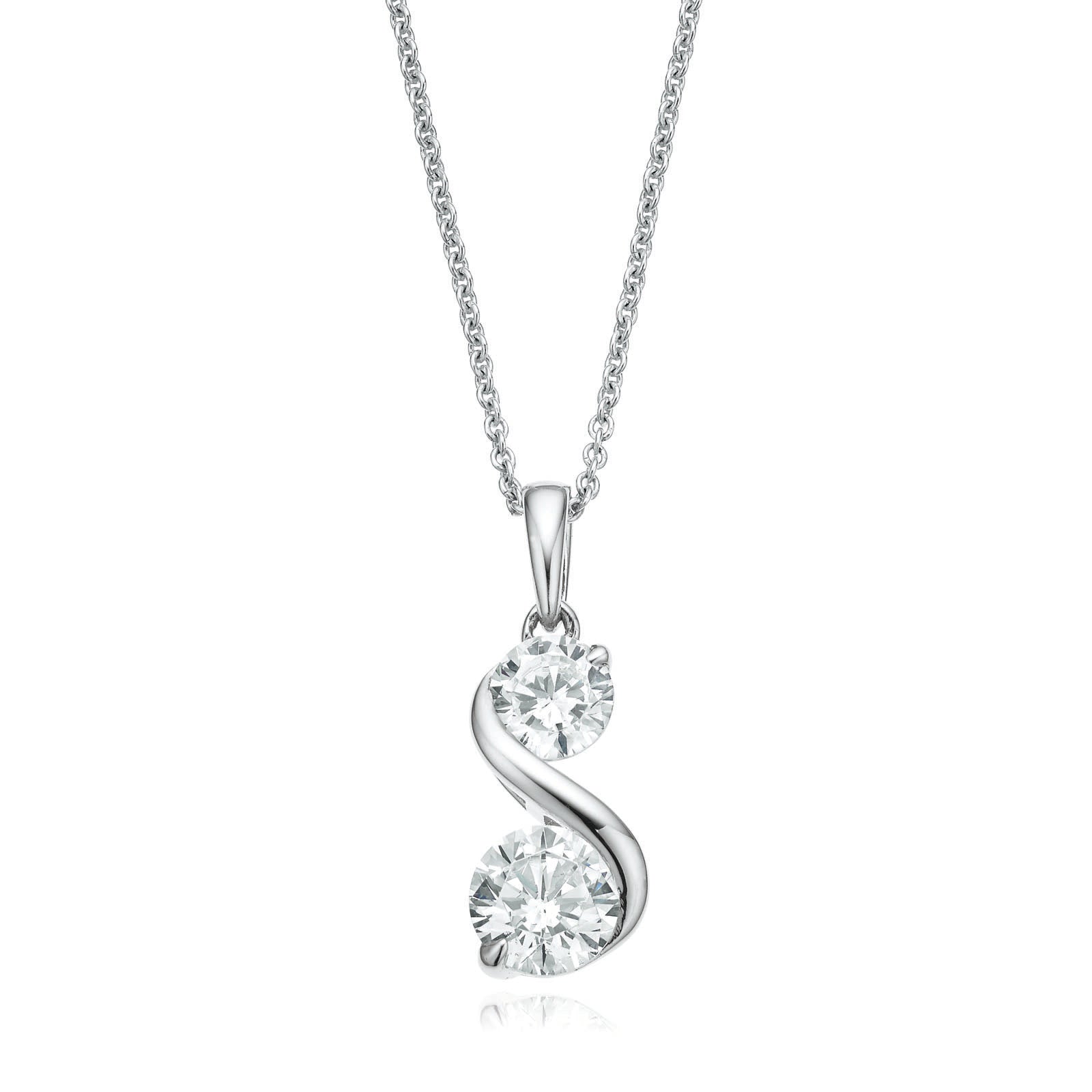 Sterling Silver Cubic Zirconia Swirl Pendant