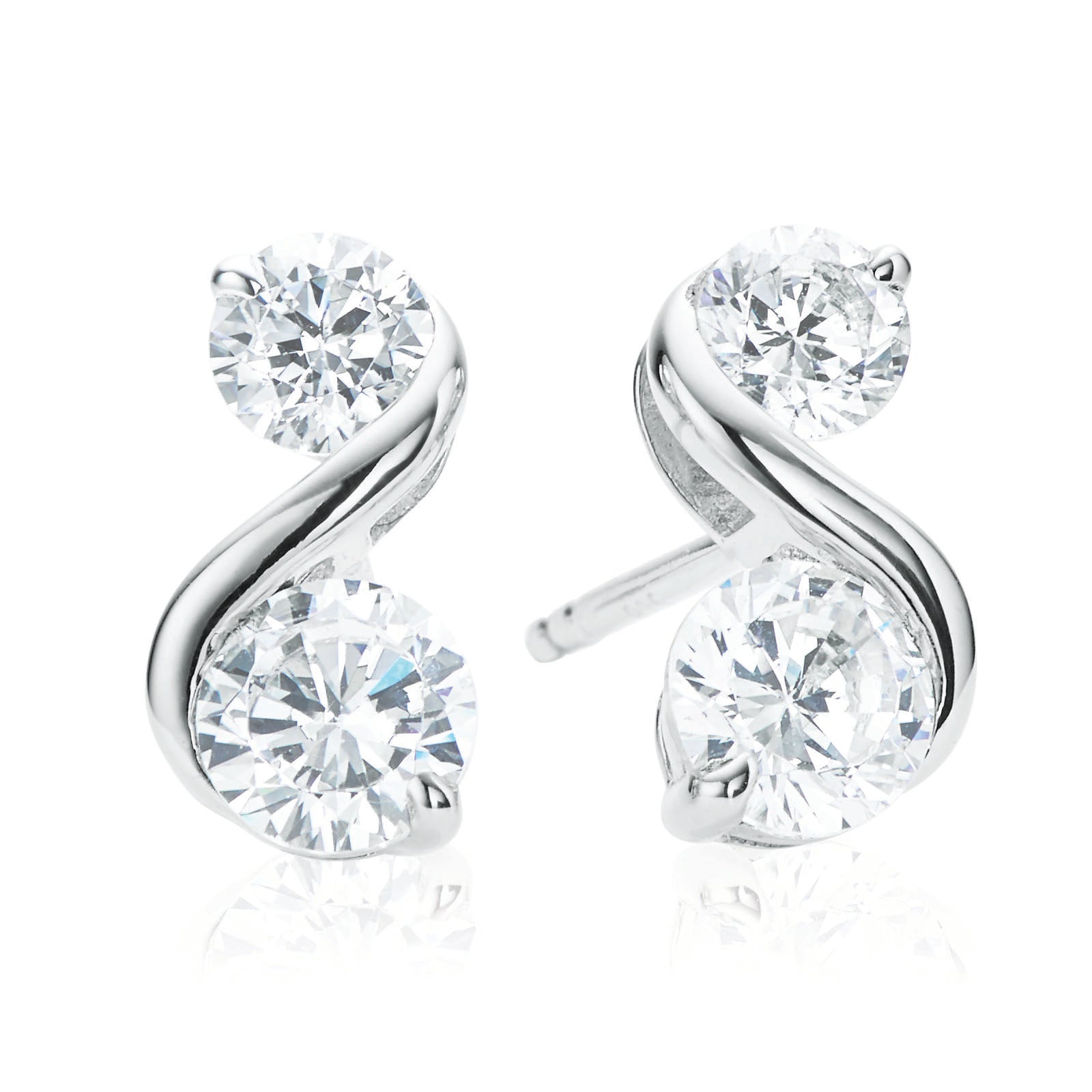 Sterling Silver 4-5mm Cubic Zirconia  Stud Earrings