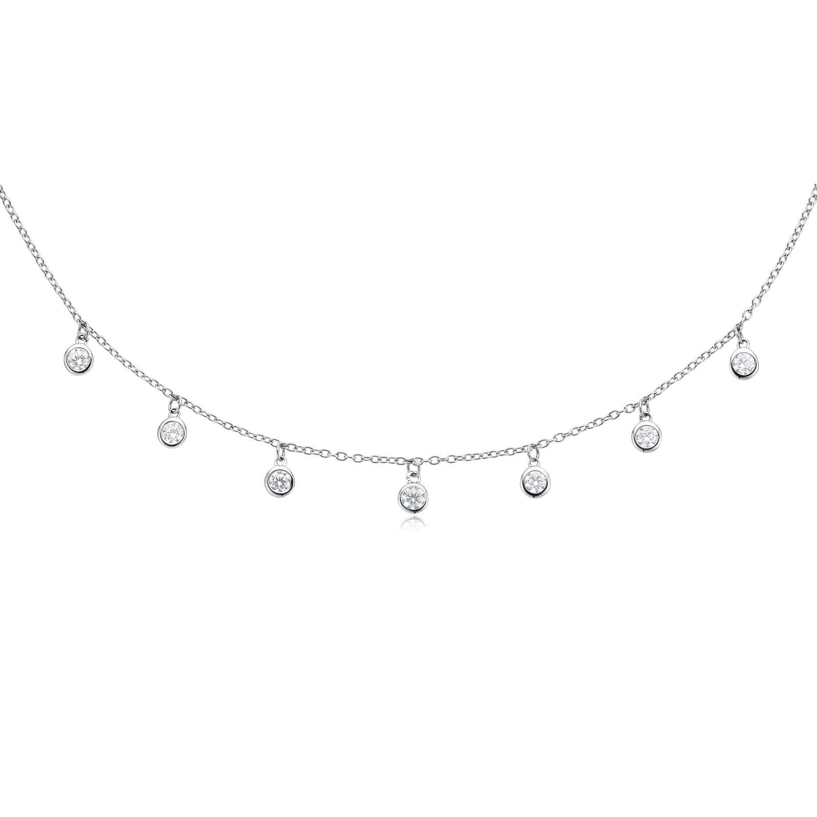 Sterling Silver Cubic Zirconia Station Necklace