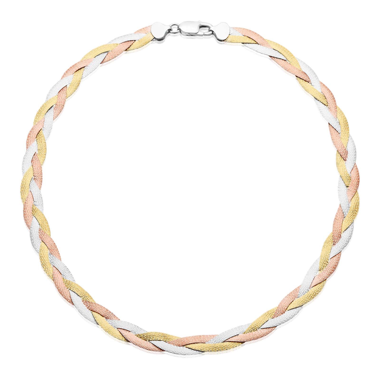 Sterling Silver & Yellow Gold Plated 45cm Herringbone Necklace