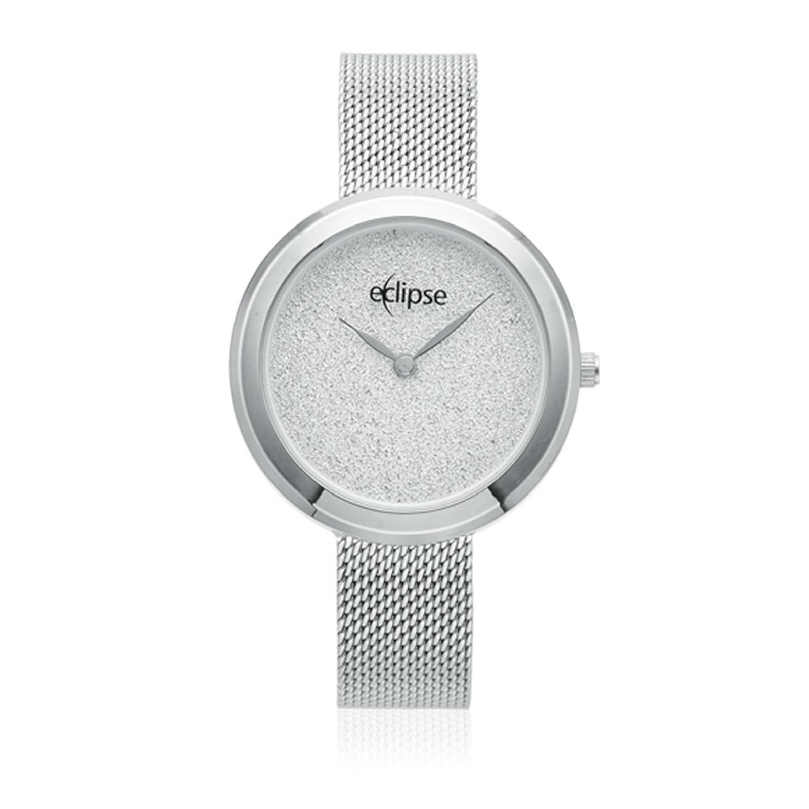 Eclipse 27mm Silver Tone Mesh Band 30WR Glitter Dial Watch