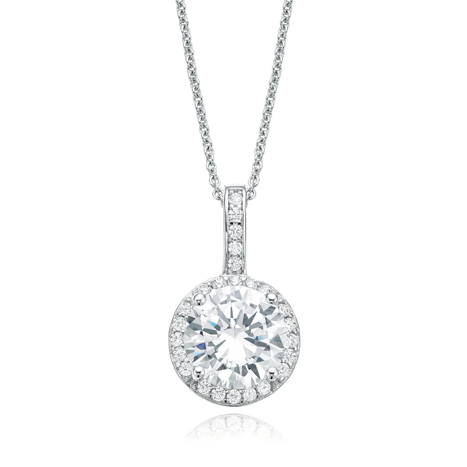 Sterling Silver Cubic Zirconia Halo Pendant