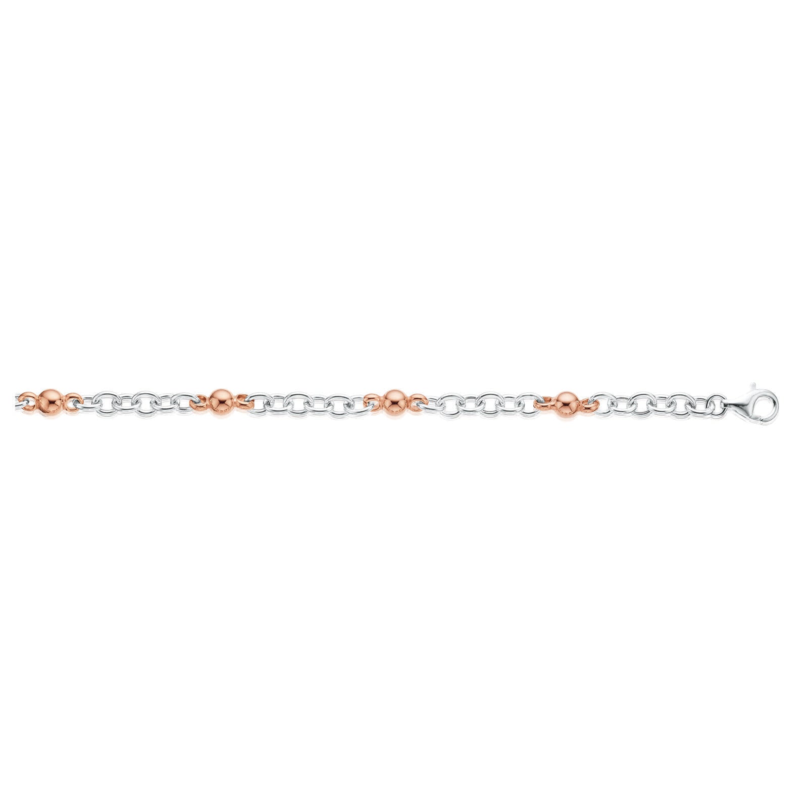 Sterling Silver & Rose Gold Plated 19cm Belcher Bracelet