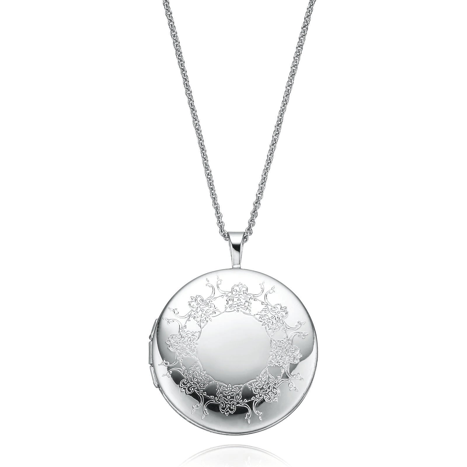 Sterling Silver 22mm Engraved Round Locket Pendant